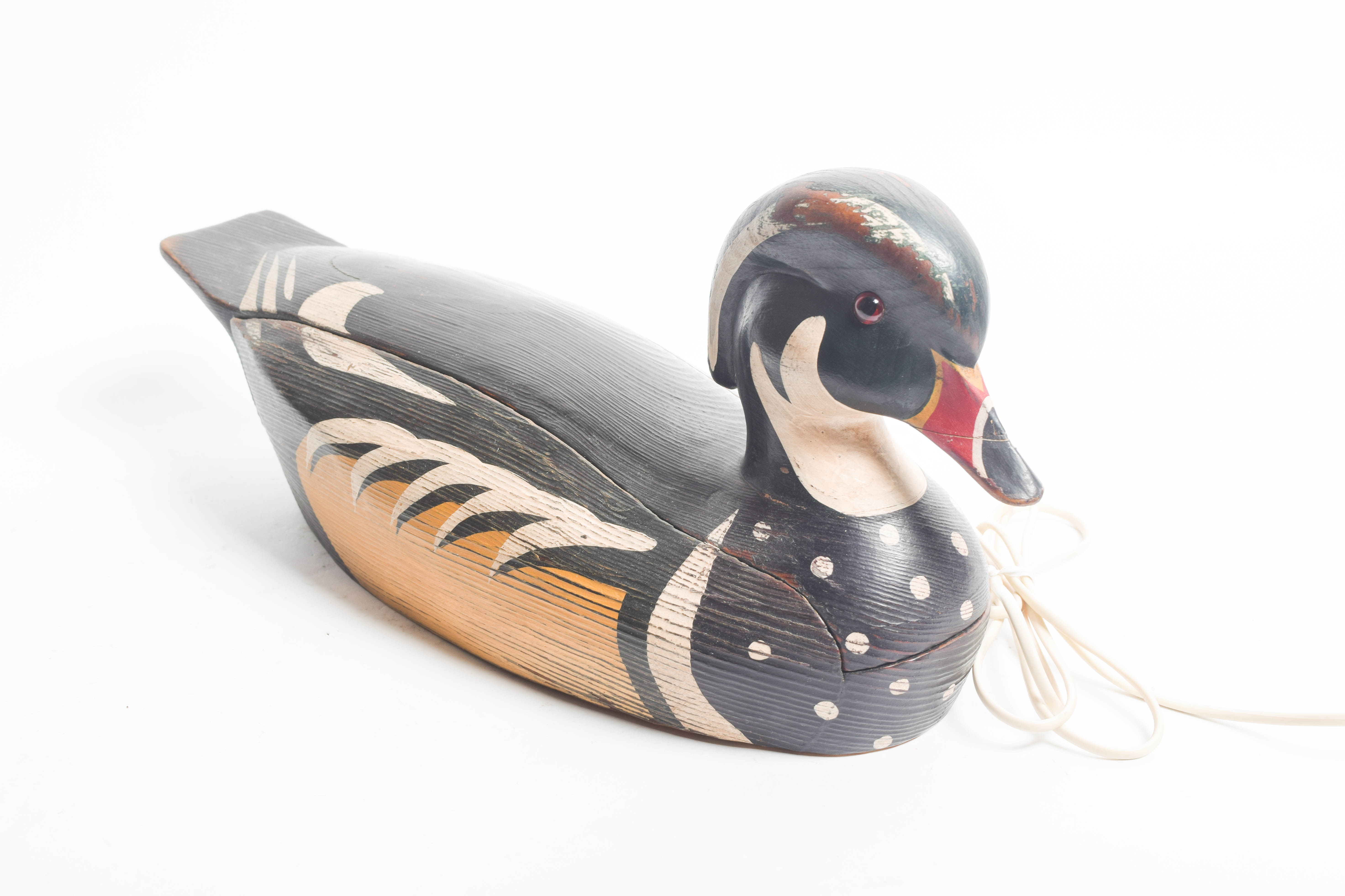 Duck Phone with Wooden Decoys and Brass Tray