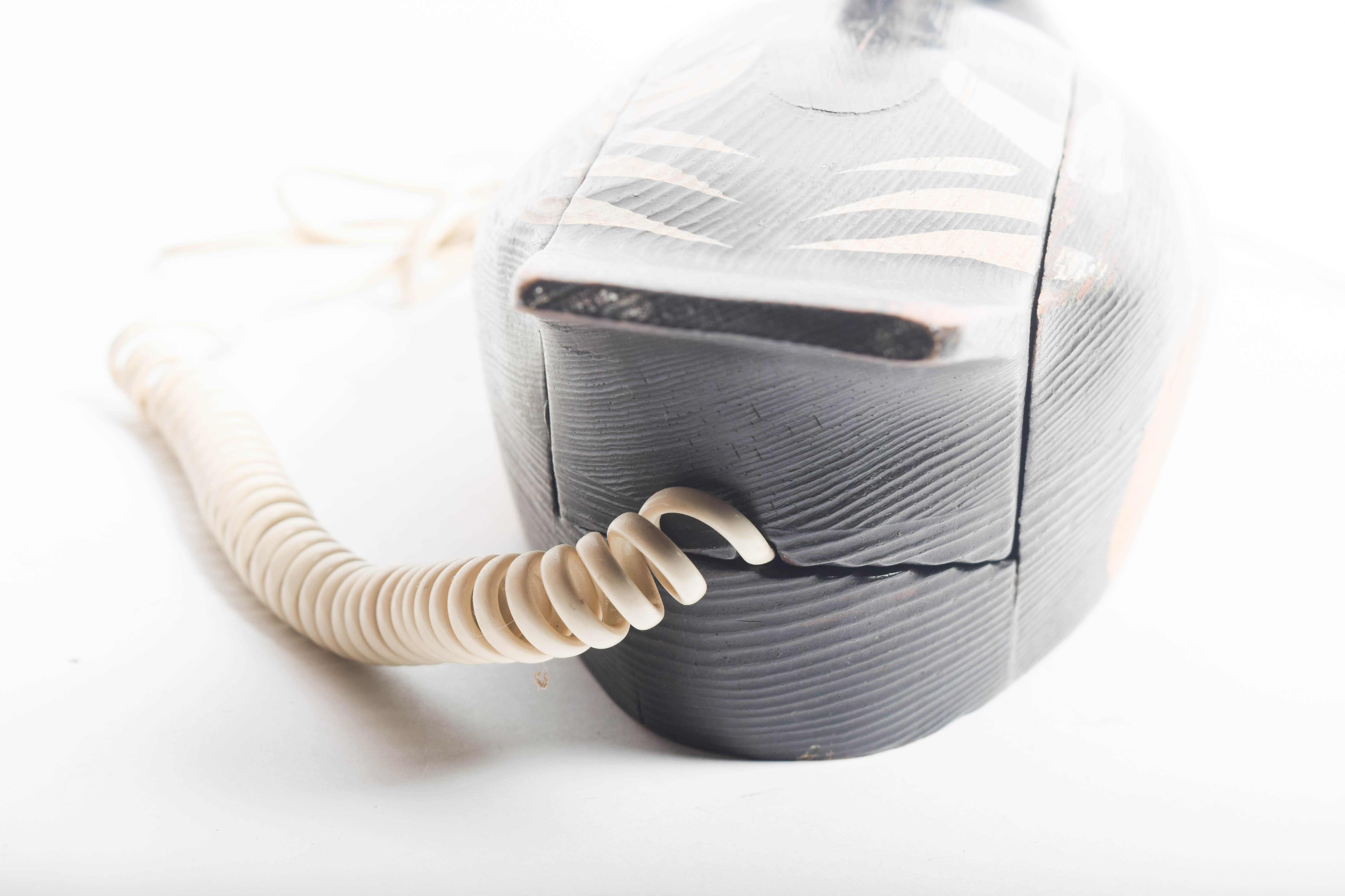 Duck Phone with Wooden Decoys and Brass Tray