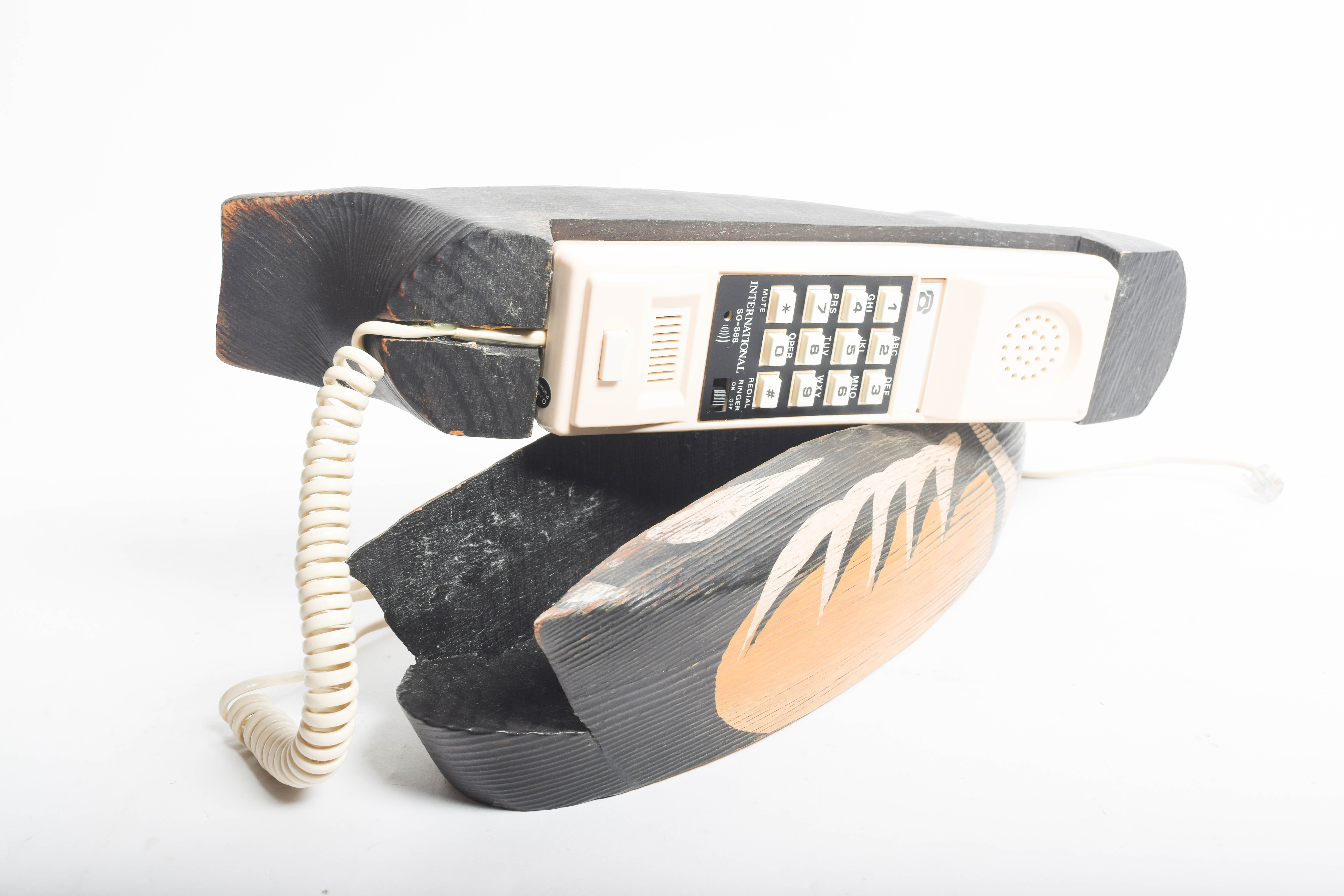 Duck Phone with Wooden Decoys and Brass Tray