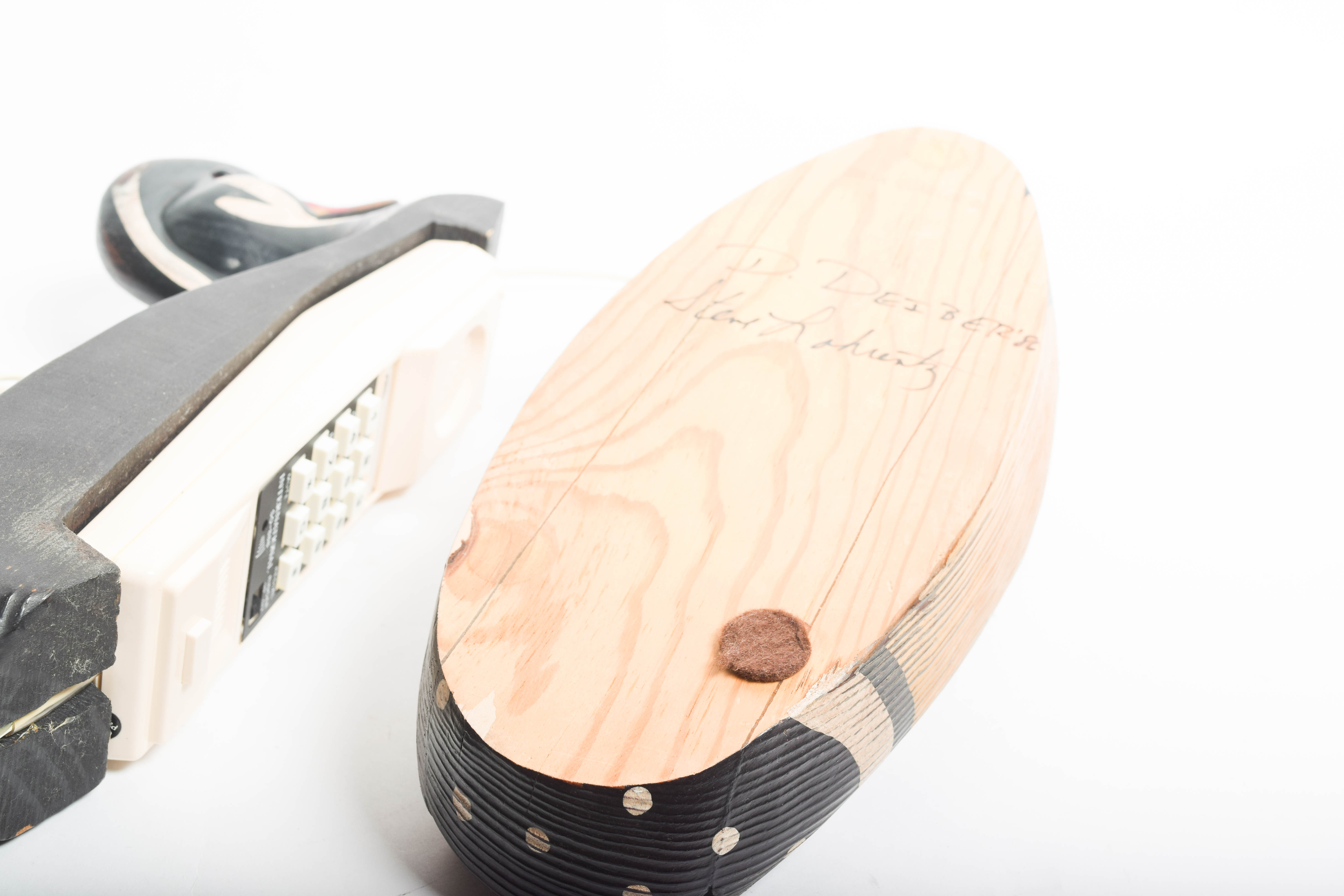 Duck Phone with Wooden Decoys and Brass Tray