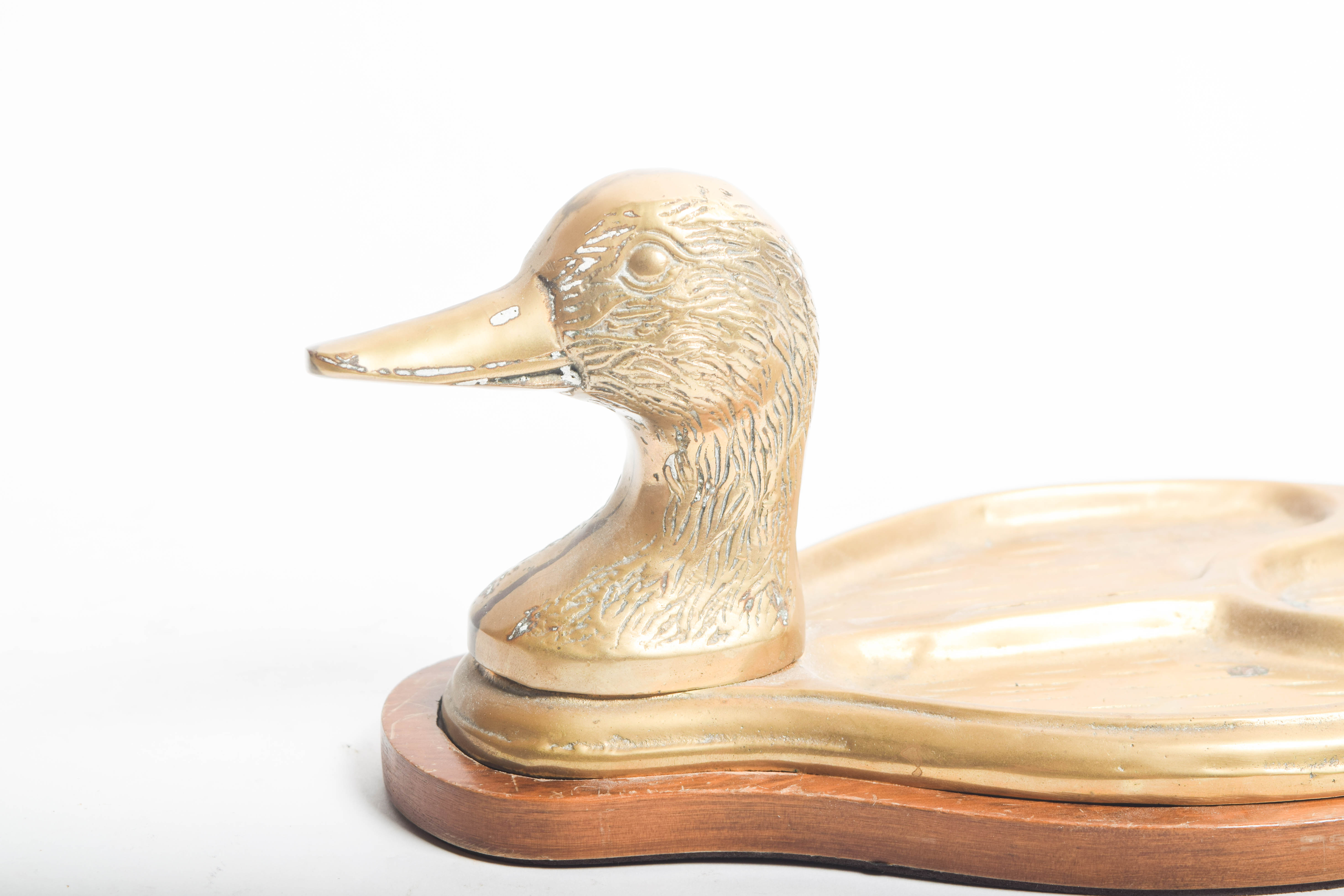 Duck Phone with Wooden Decoys and Brass Tray