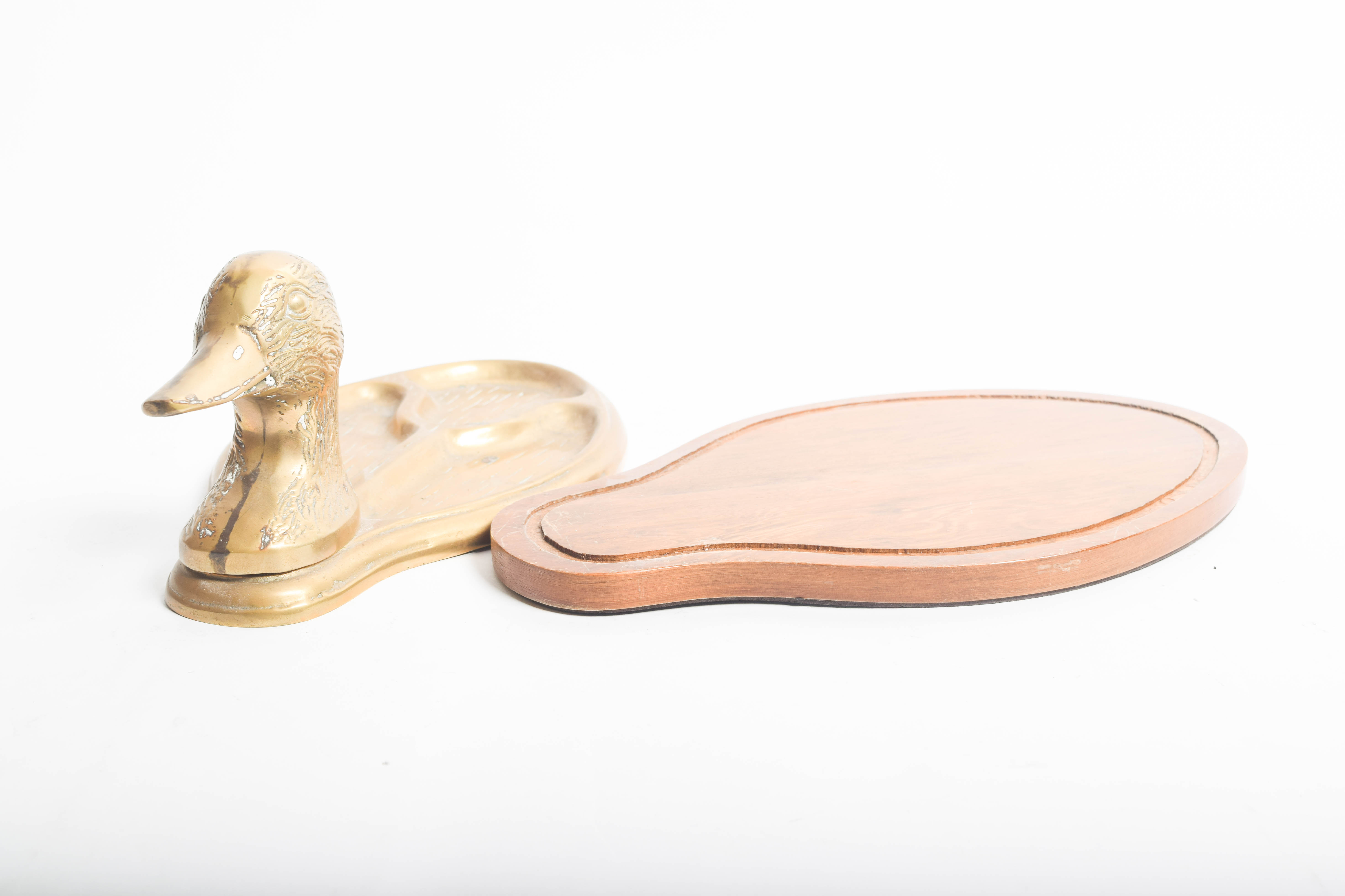 Duck Phone with Wooden Decoys and Brass Tray