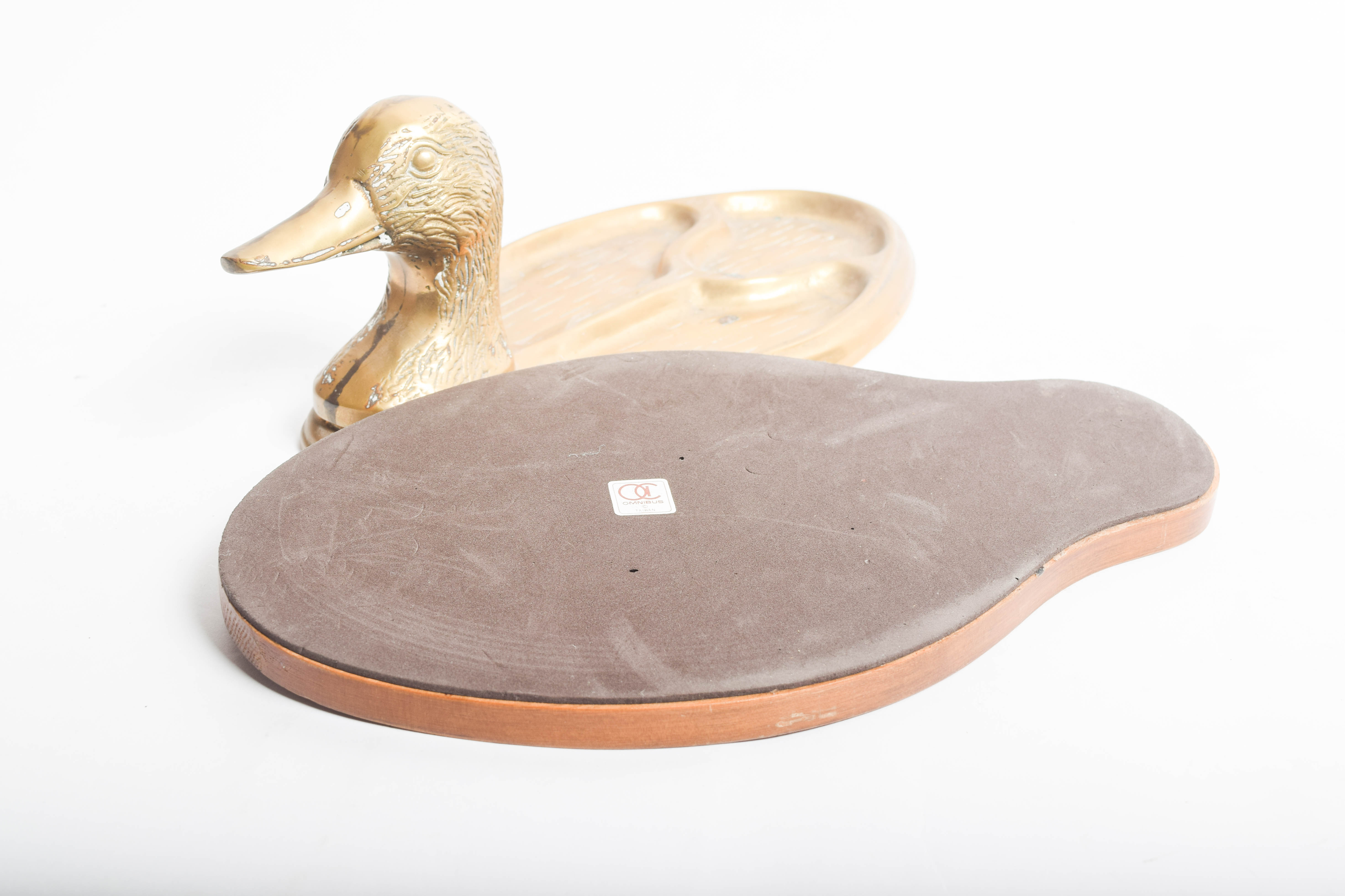 Duck Phone with Wooden Decoys and Brass Tray