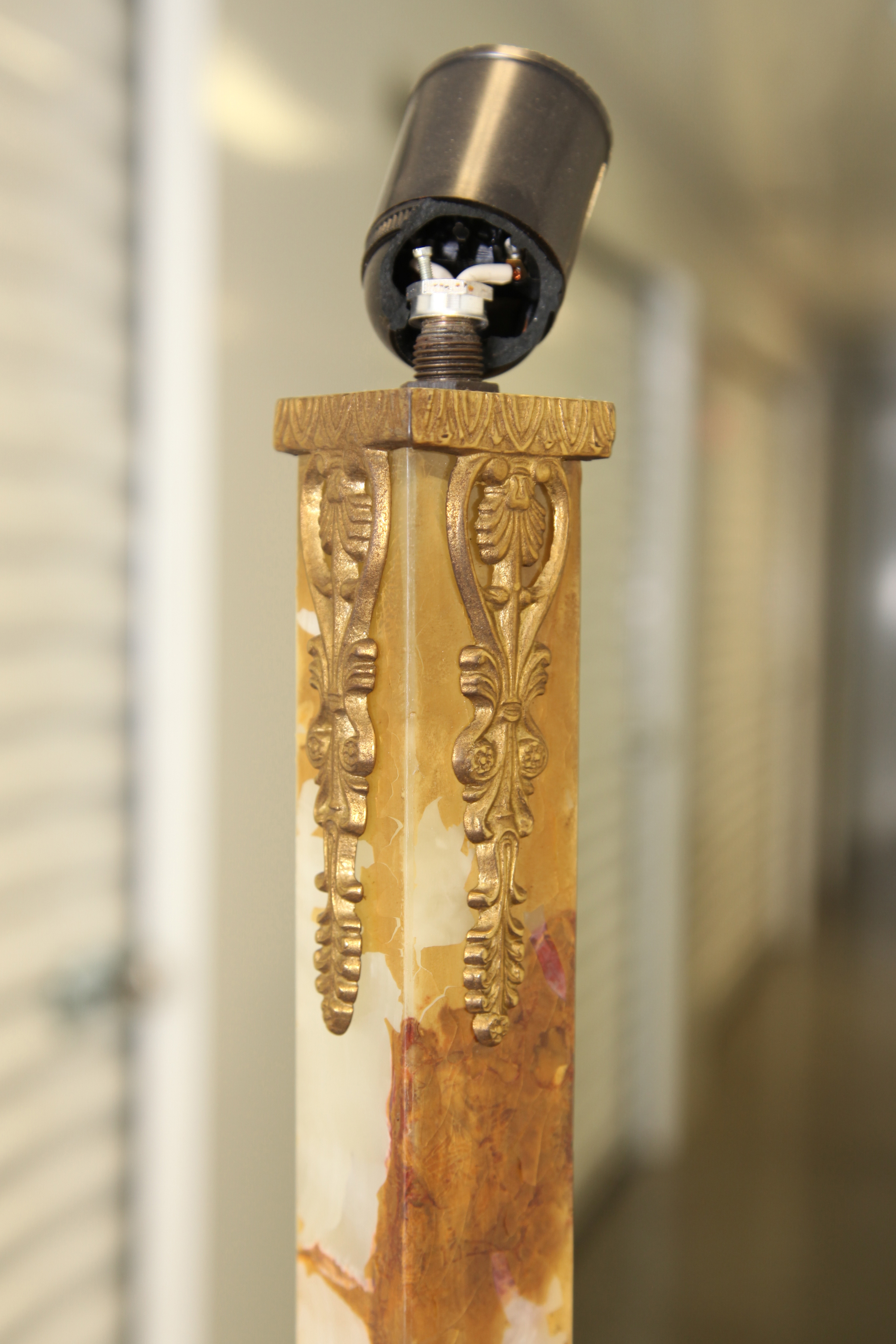 Onyx and Metal Floor Lamp