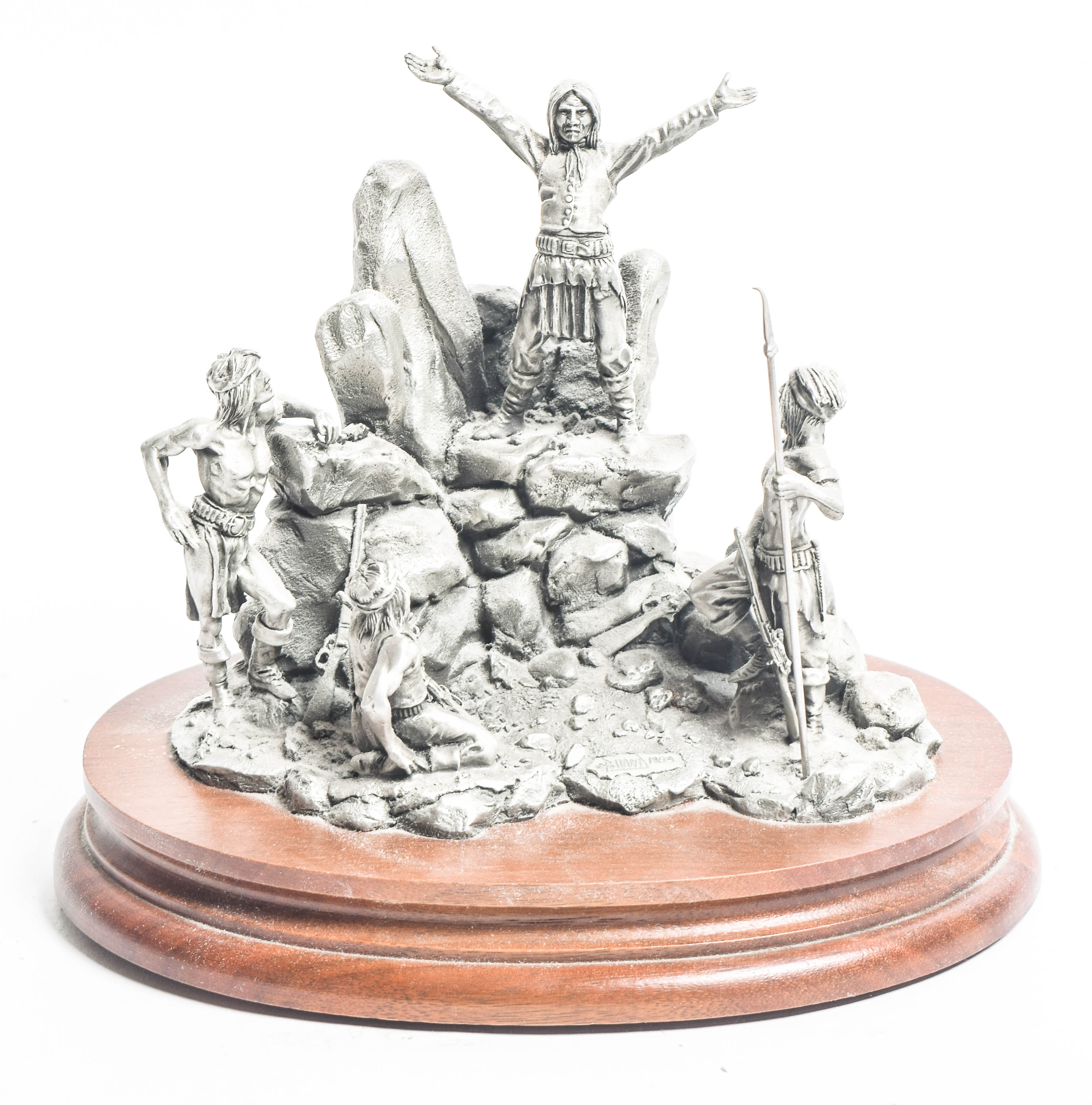 Pair of Limited Edition Polland and Remington Reproduction Pewter Sculptures