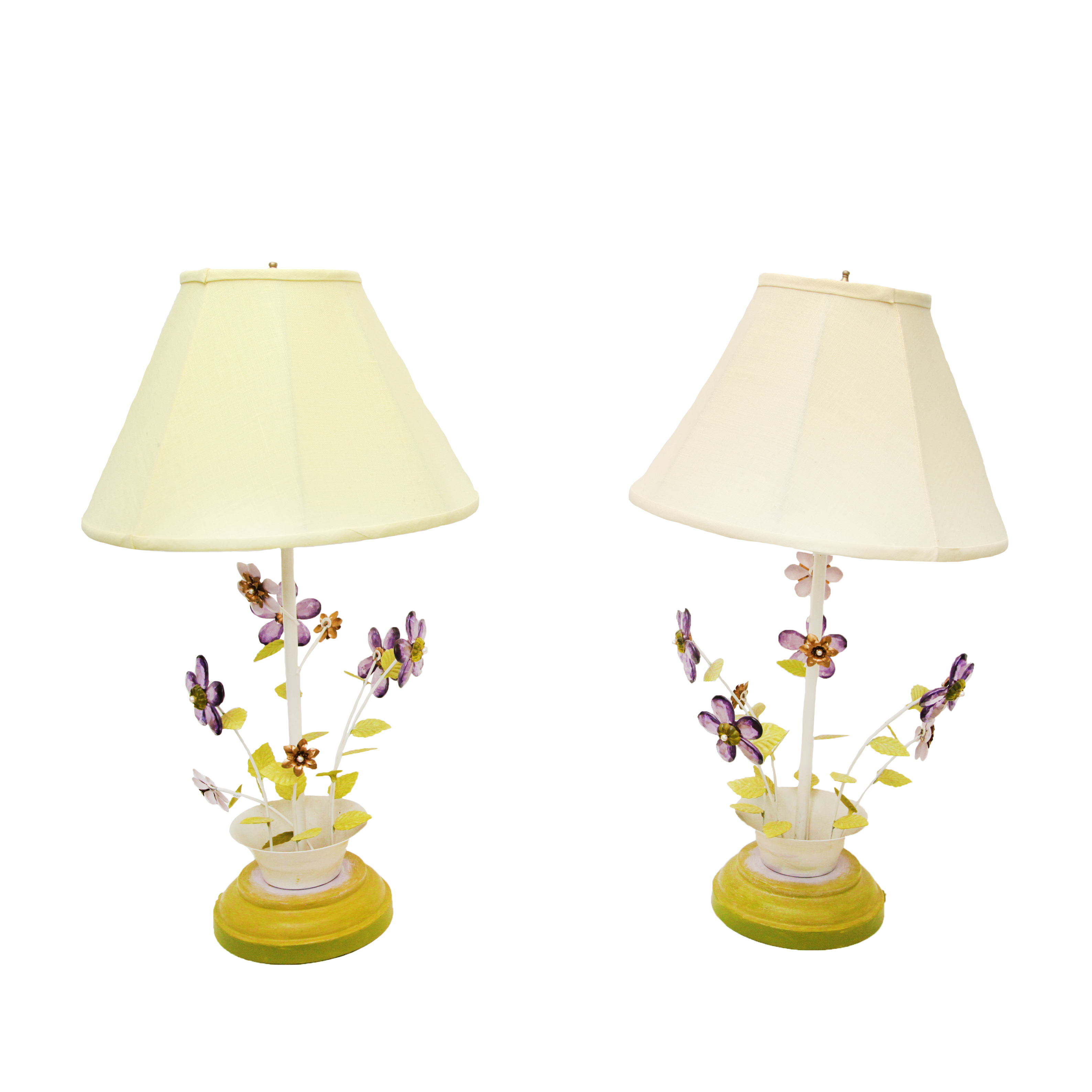 Two Flower Stem Table Lamps