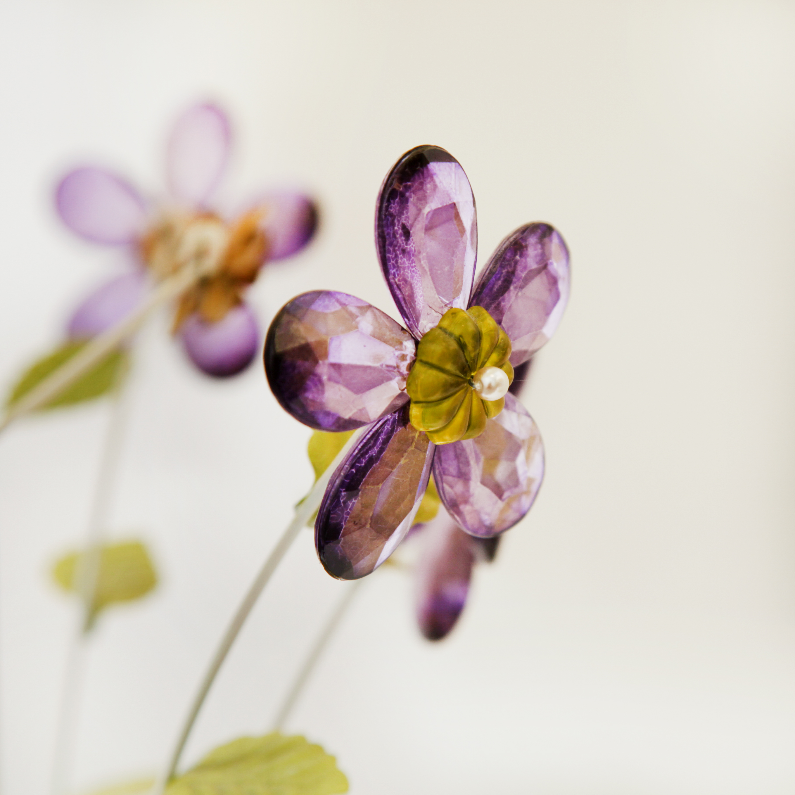Two Flower Stem Table Lamps