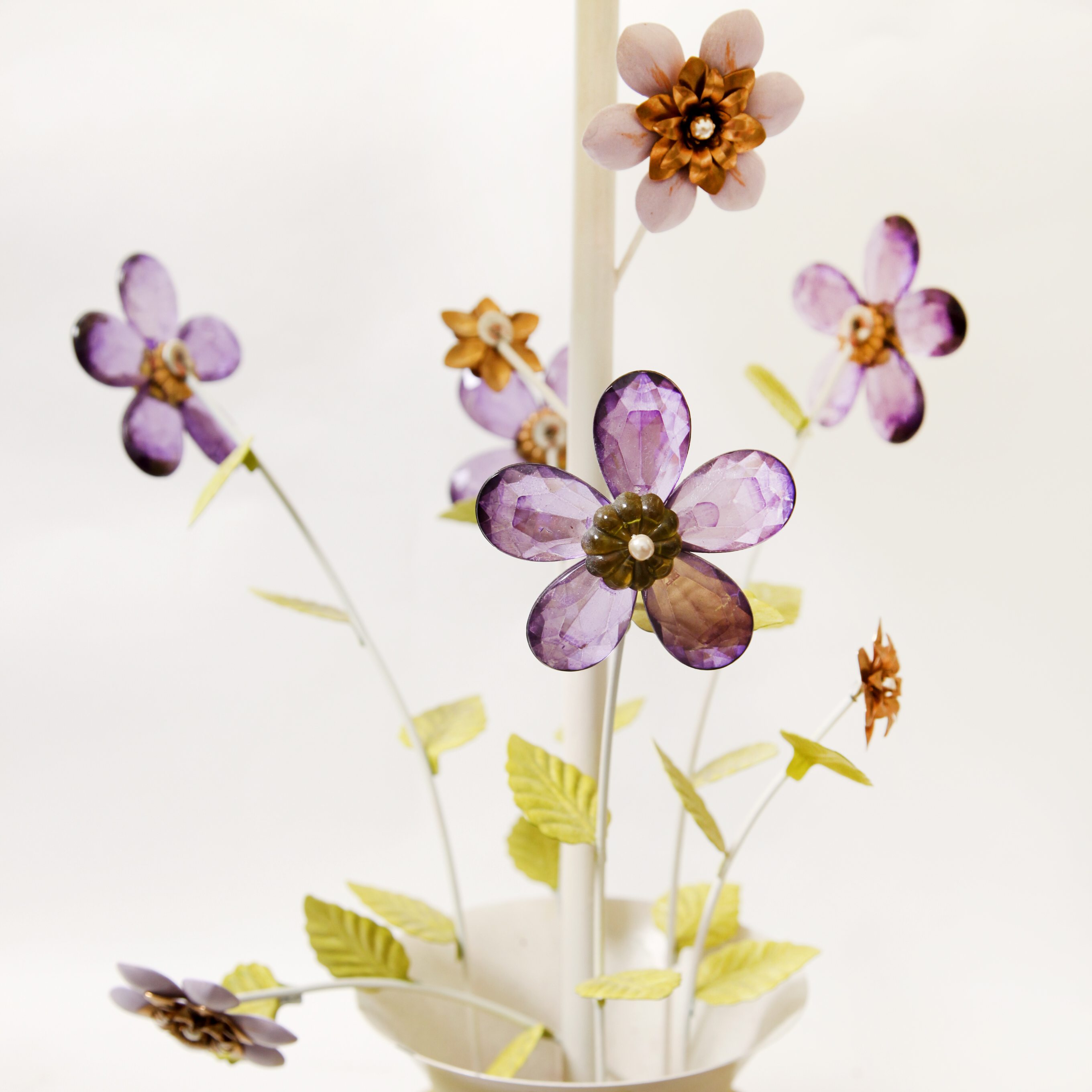 Two Flower Stem Table Lamps
