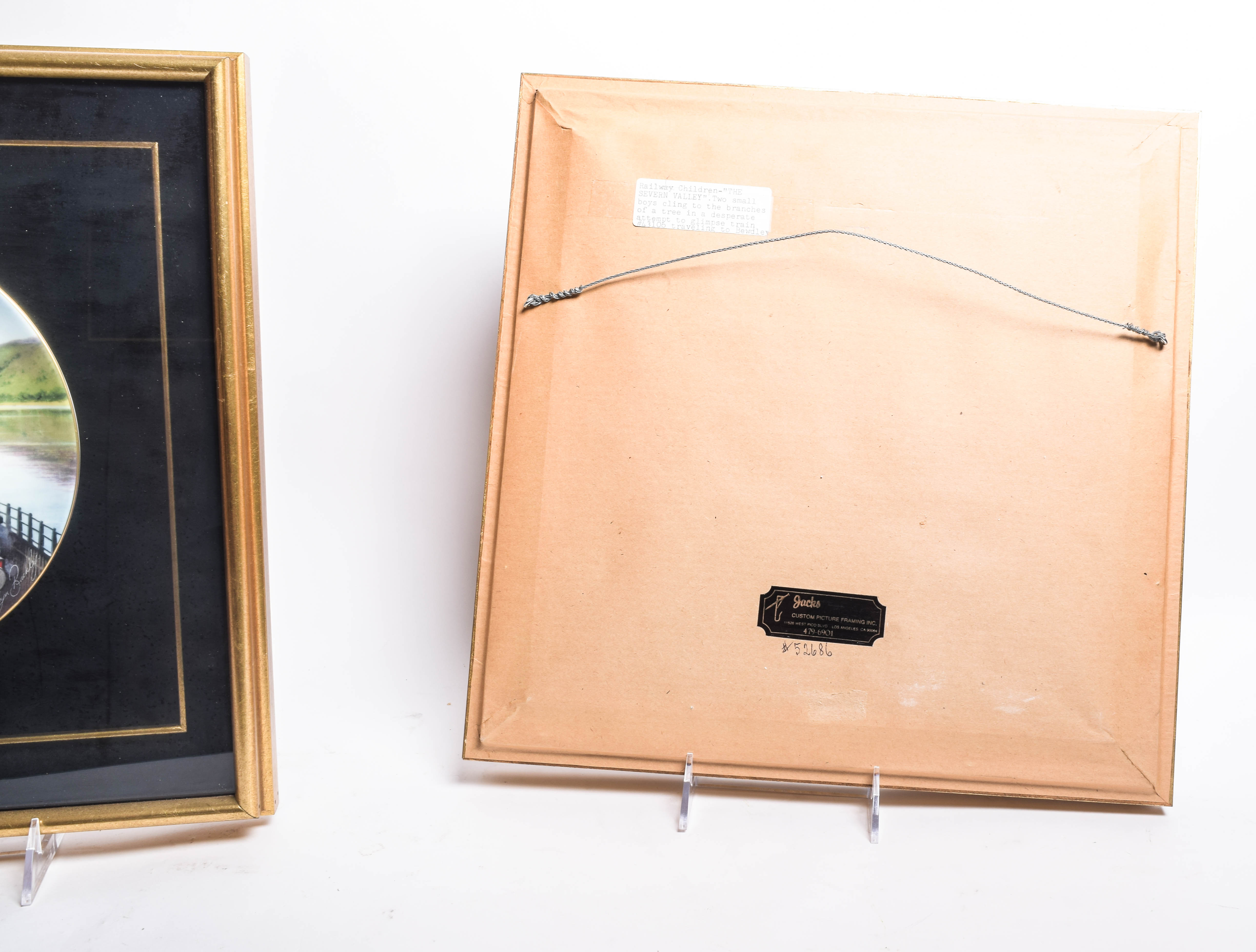 Pair of  Framed Vintage Train Themed Plates including Coalport