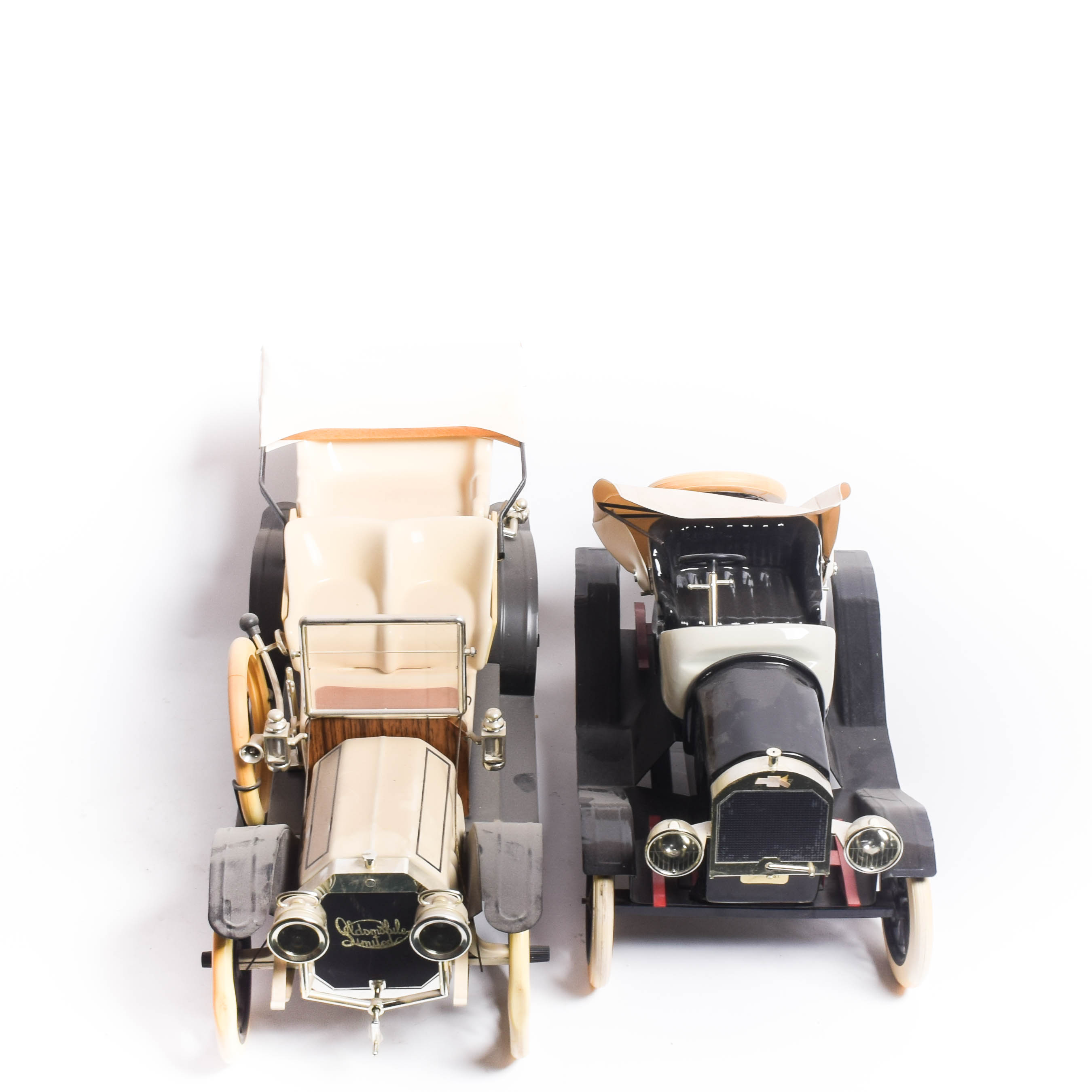 1910 Oldsmobile and 1910 Chevrolet Car Shaped Decanters
