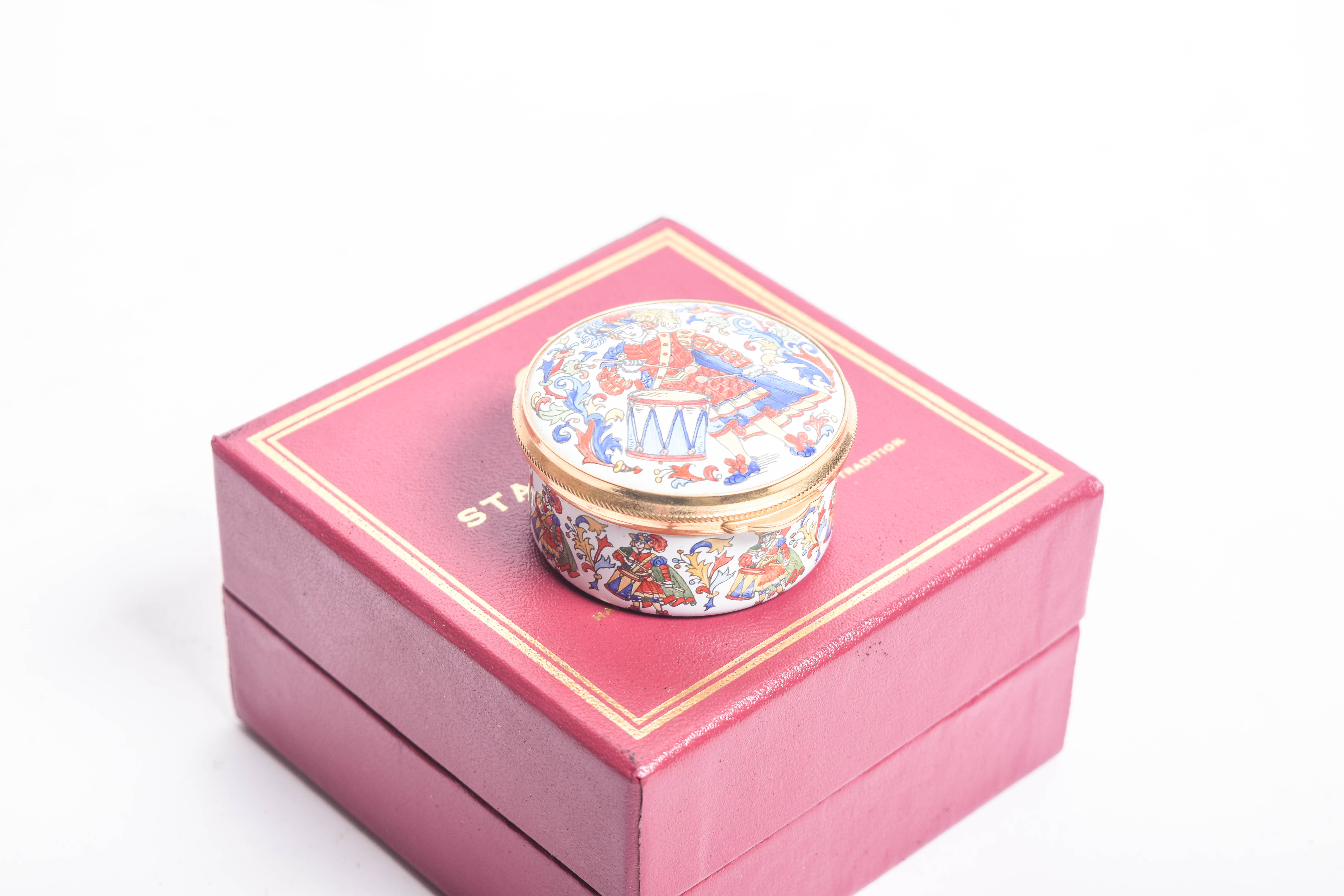 Assortment of Staffordshire and Halcyon Days Enamel Boxes