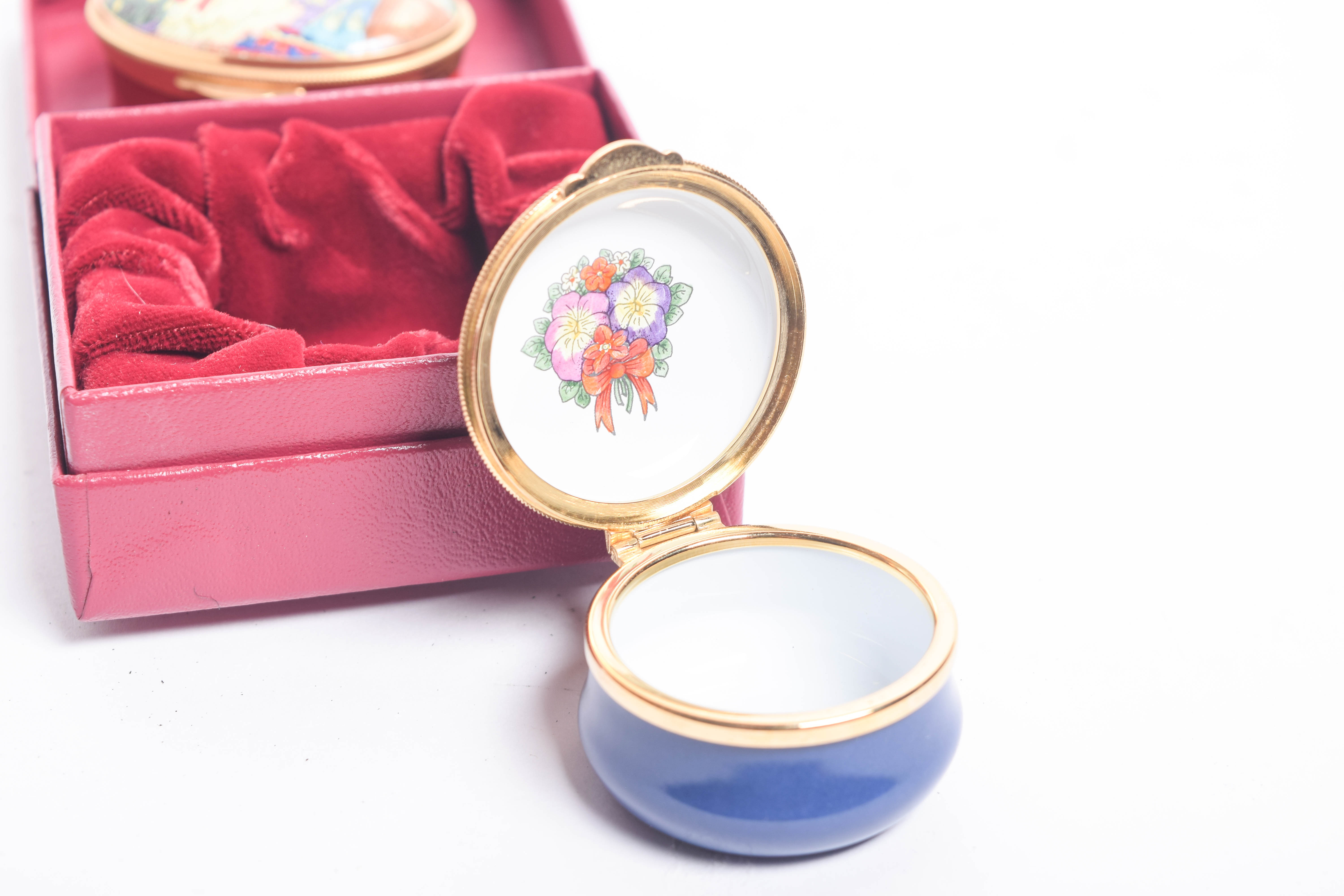 Assortment of Staffordshire and Halcyon Days Enamel Boxes