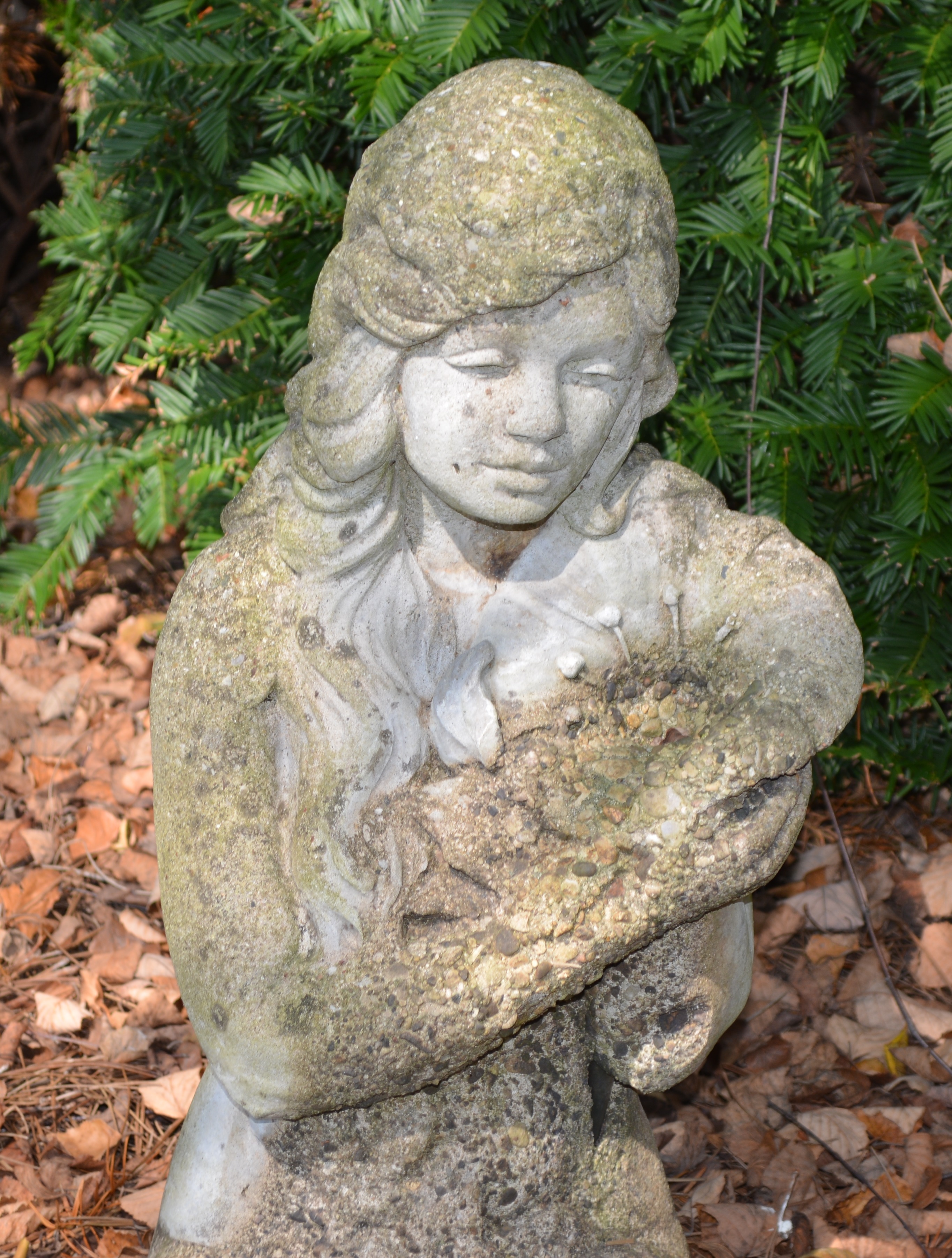 Nymph Holding Flower Concrete Garden Statue