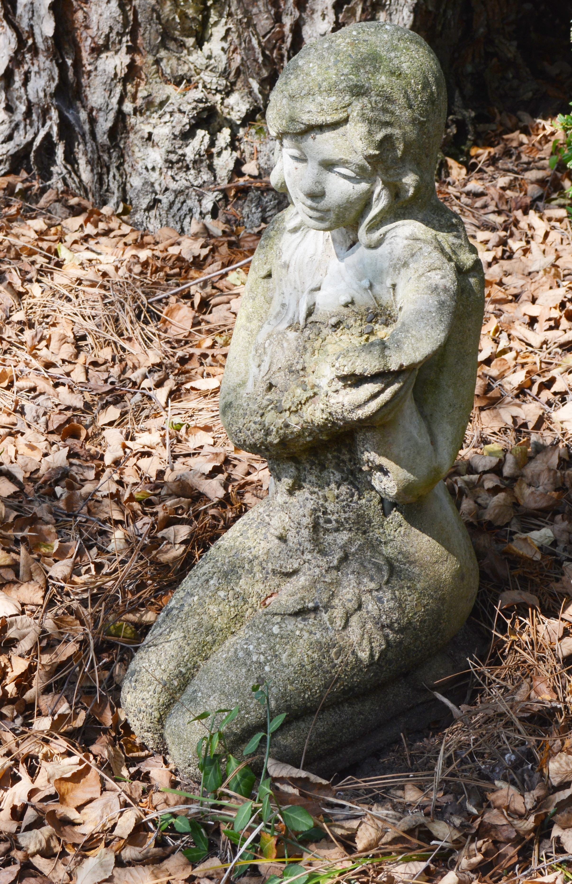 Nymph Holding Flower Concrete Garden Statue