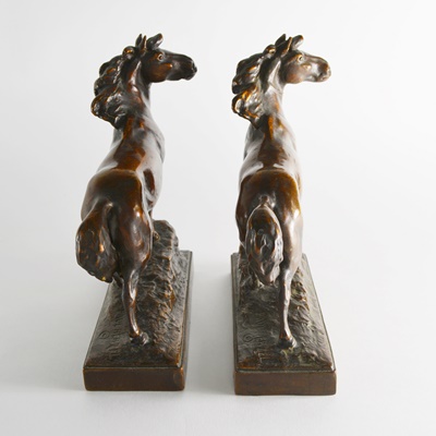 Paul Herzel Pompeian Bronze Mustang Bookends