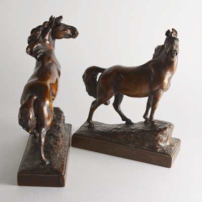 Paul Herzel Pompeian Bronze Mustang Bookends