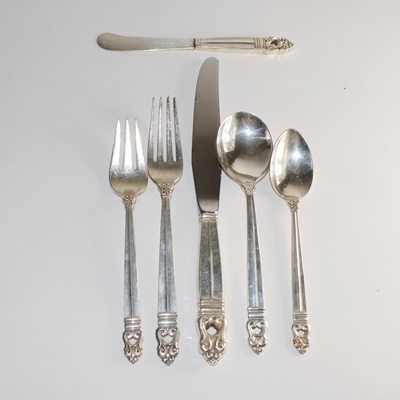 International Silver "Royal Danish" Sterling Flatware and Serving Utensil Set