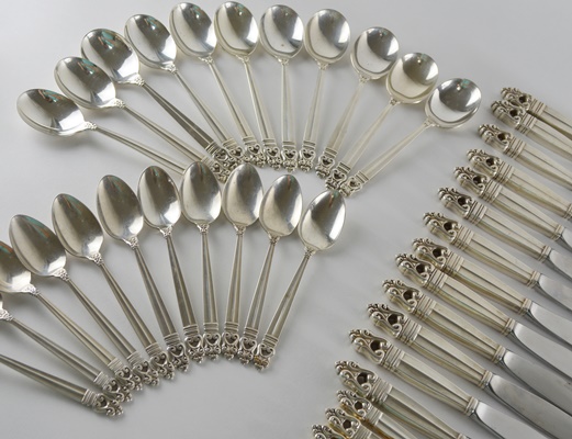 International Silver "Royal Danish" Sterling Flatware and Serving Utensil Set