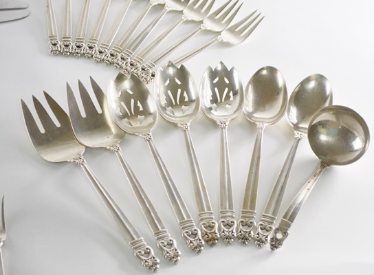 International Silver "Royal Danish" Sterling Flatware and Serving Utensil Set