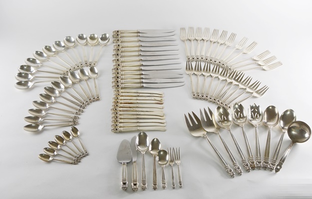 International Silver "Royal Danish" Sterling Flatware and Serving Utensil Set