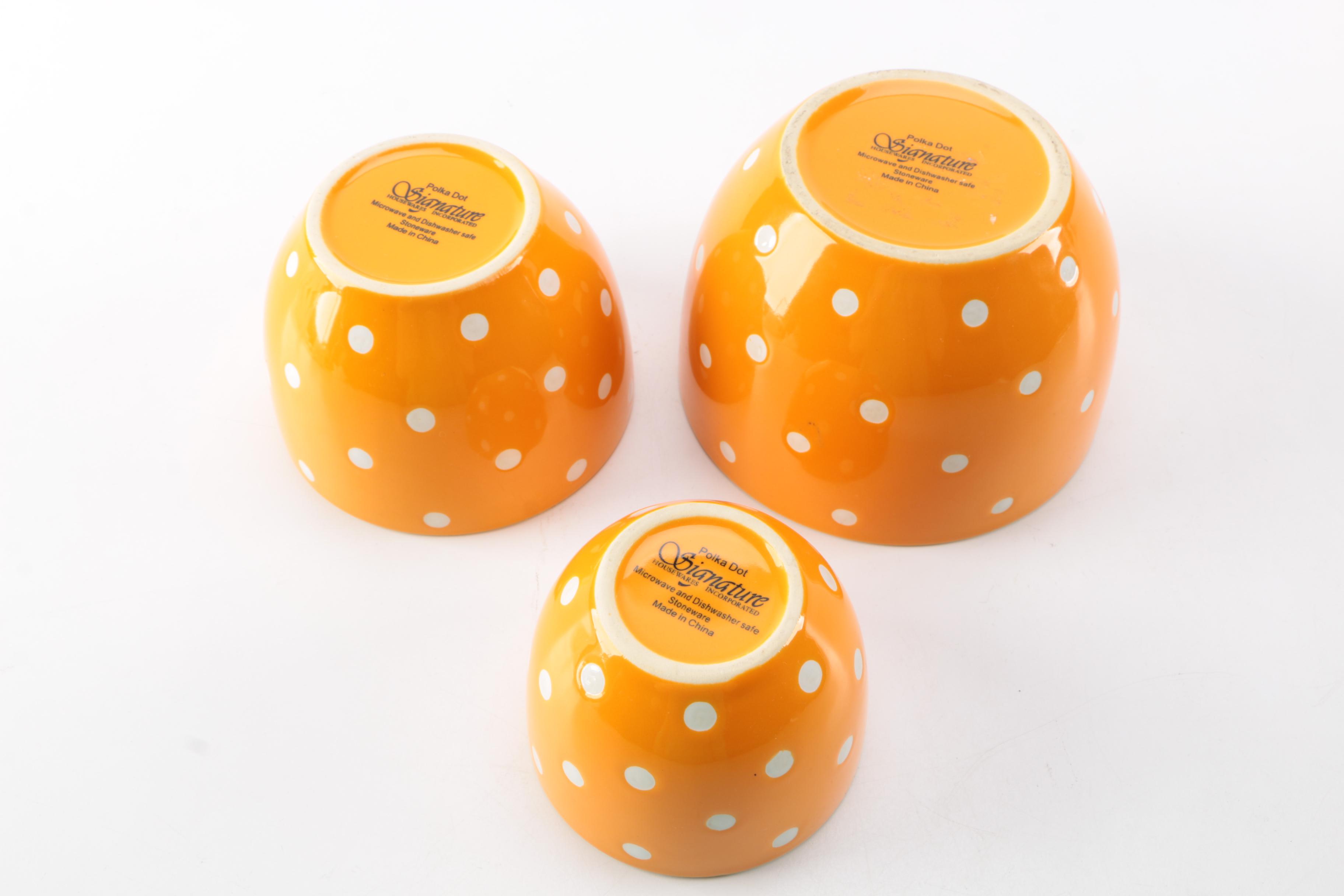 Signature Houseware "Polka Dot" Nesting Mixing Bowl