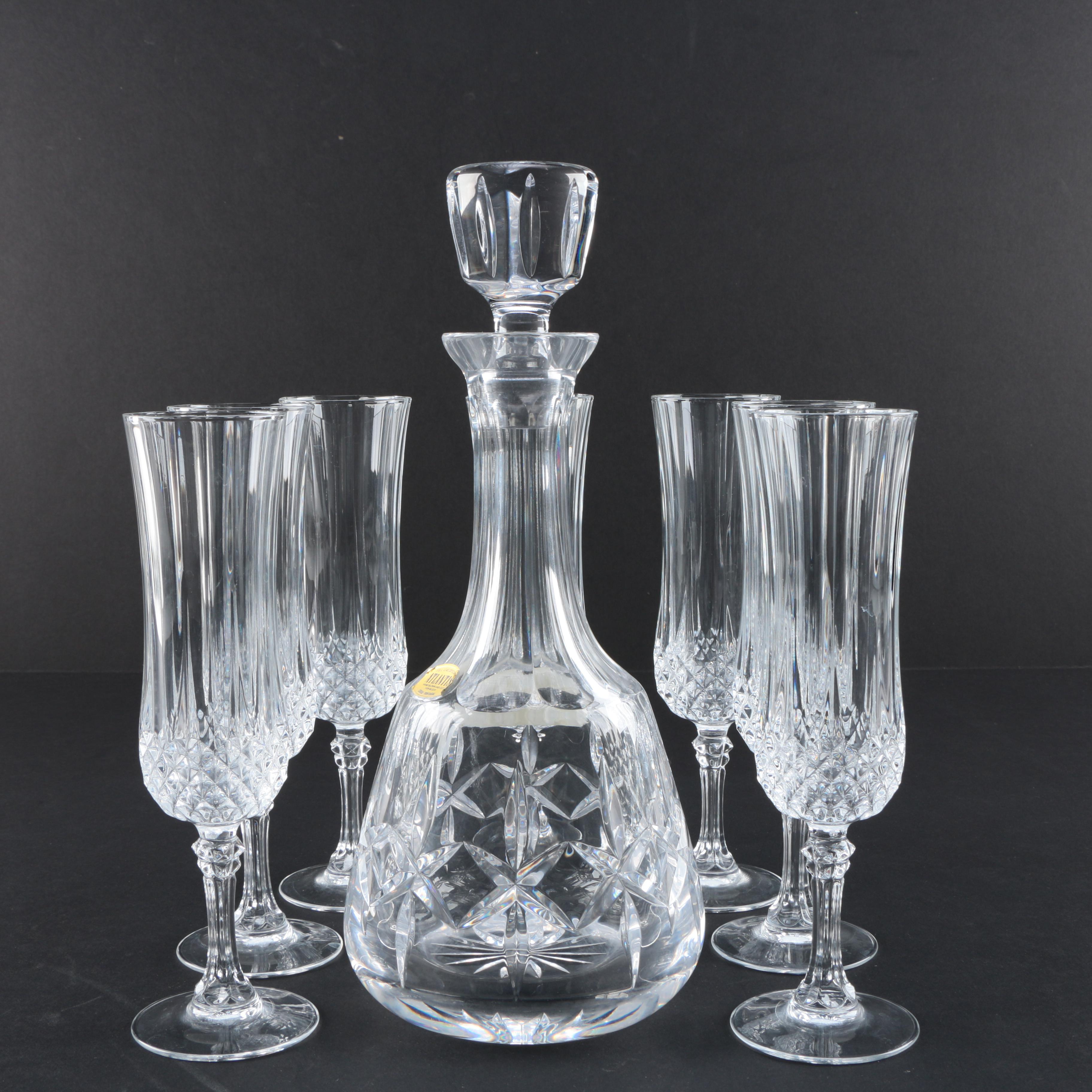 Atlantis Crystal "Fernando" Wine Decanter and Champagne Flutes