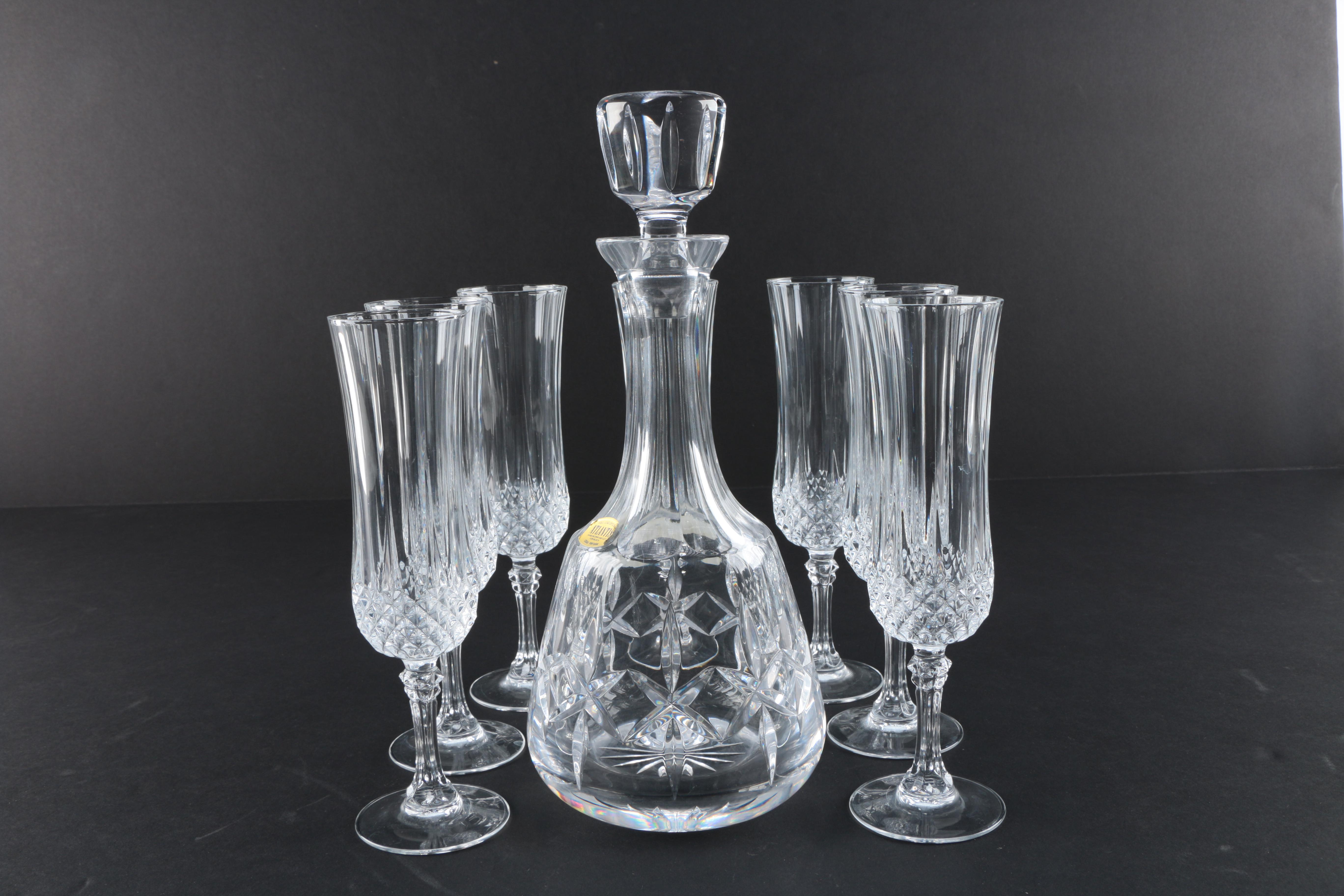 Atlantis Crystal "Fernando" Wine Decanter and Champagne Flutes