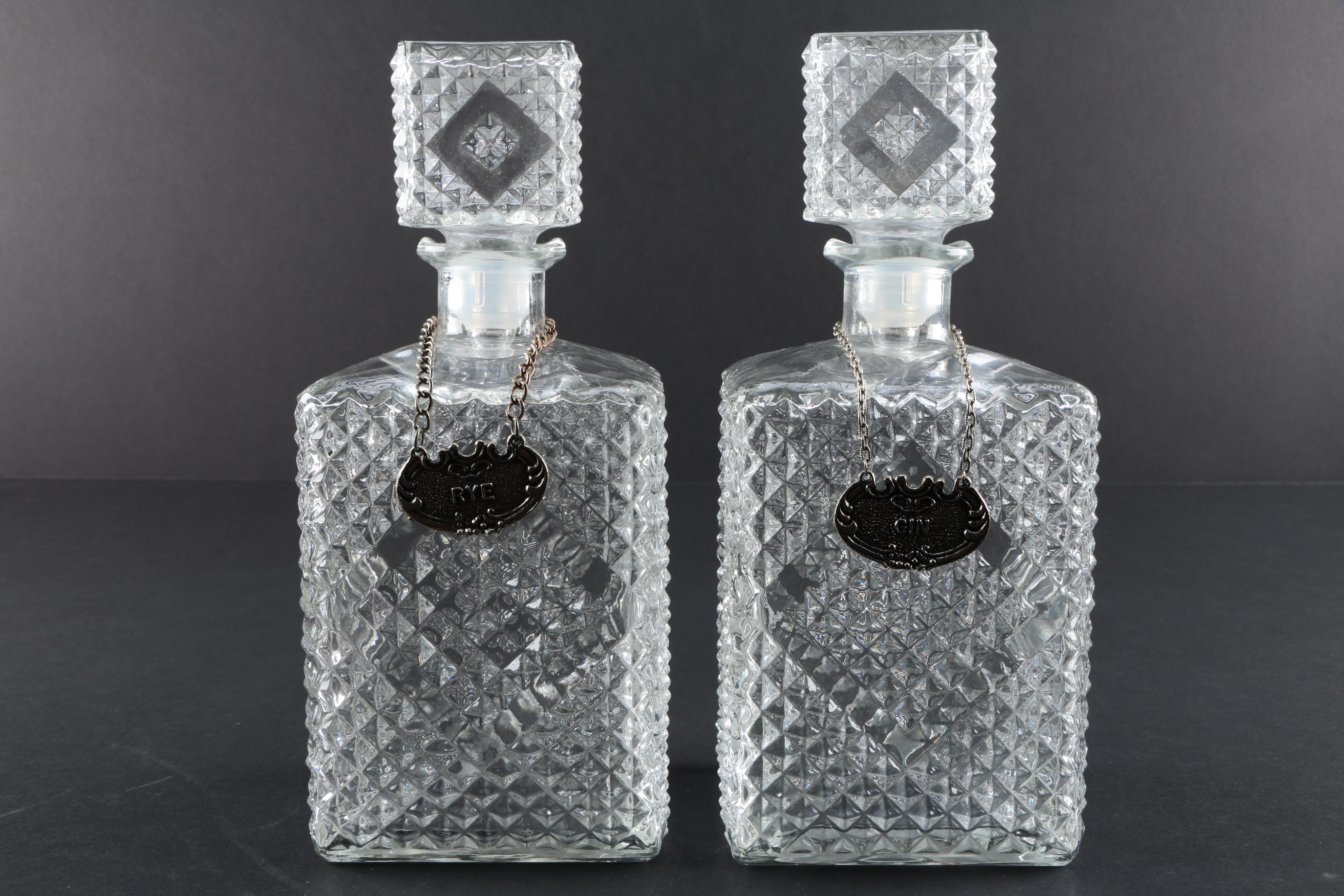Cut Glass Decanters with Ice Bucket