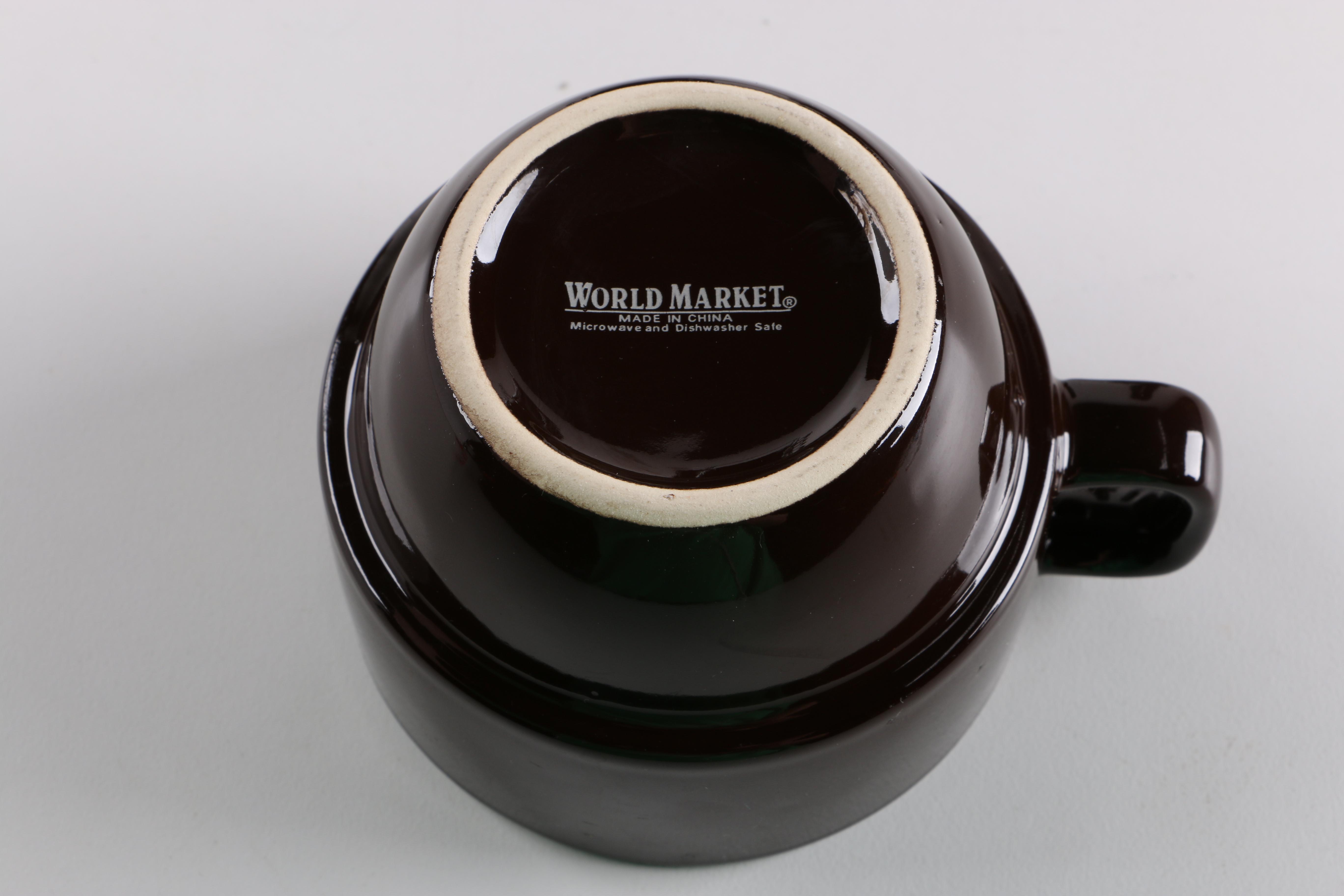 Ceramic Mugs and Saucer with Metal Racks