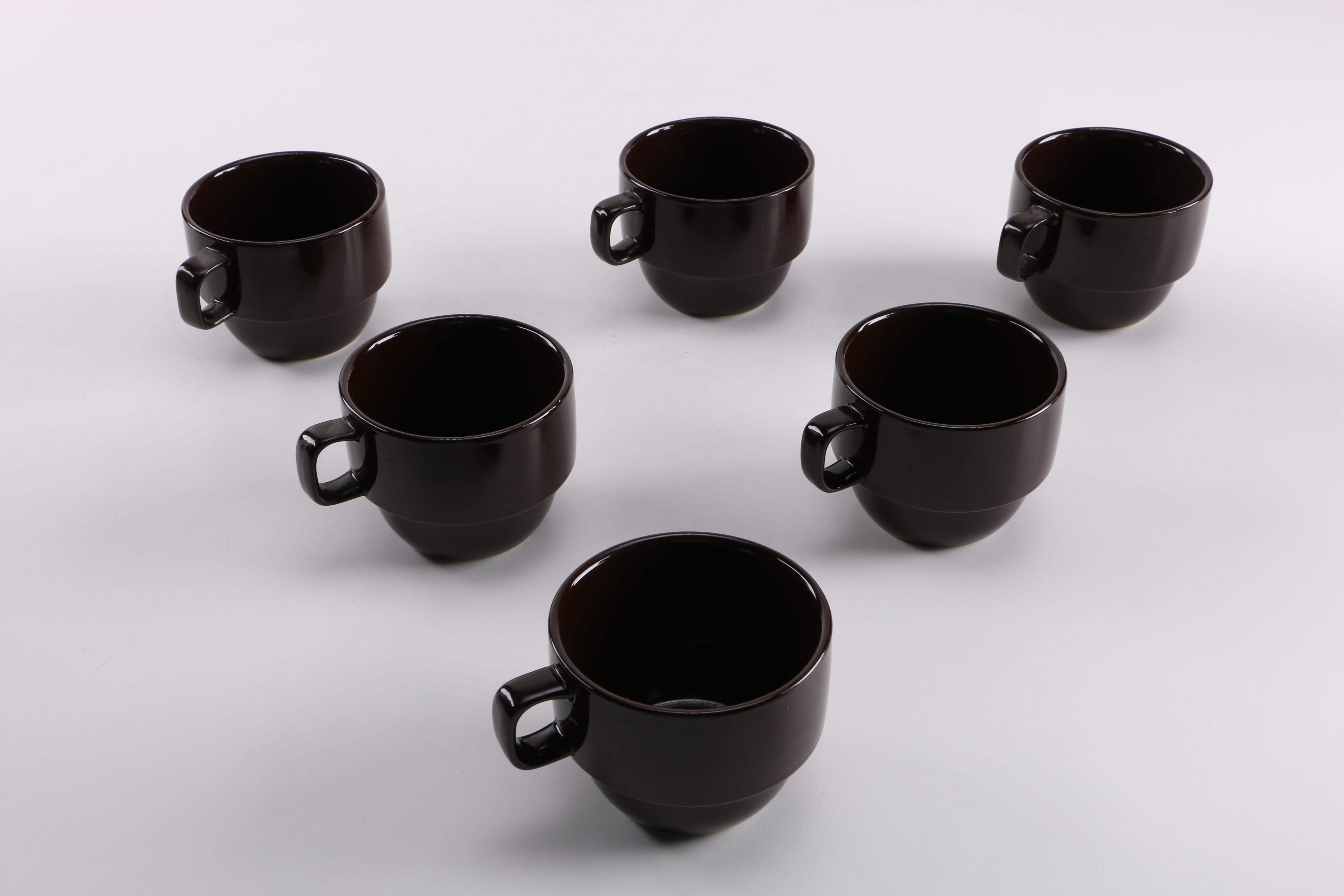 Ceramic Mugs and Saucer with Metal Racks