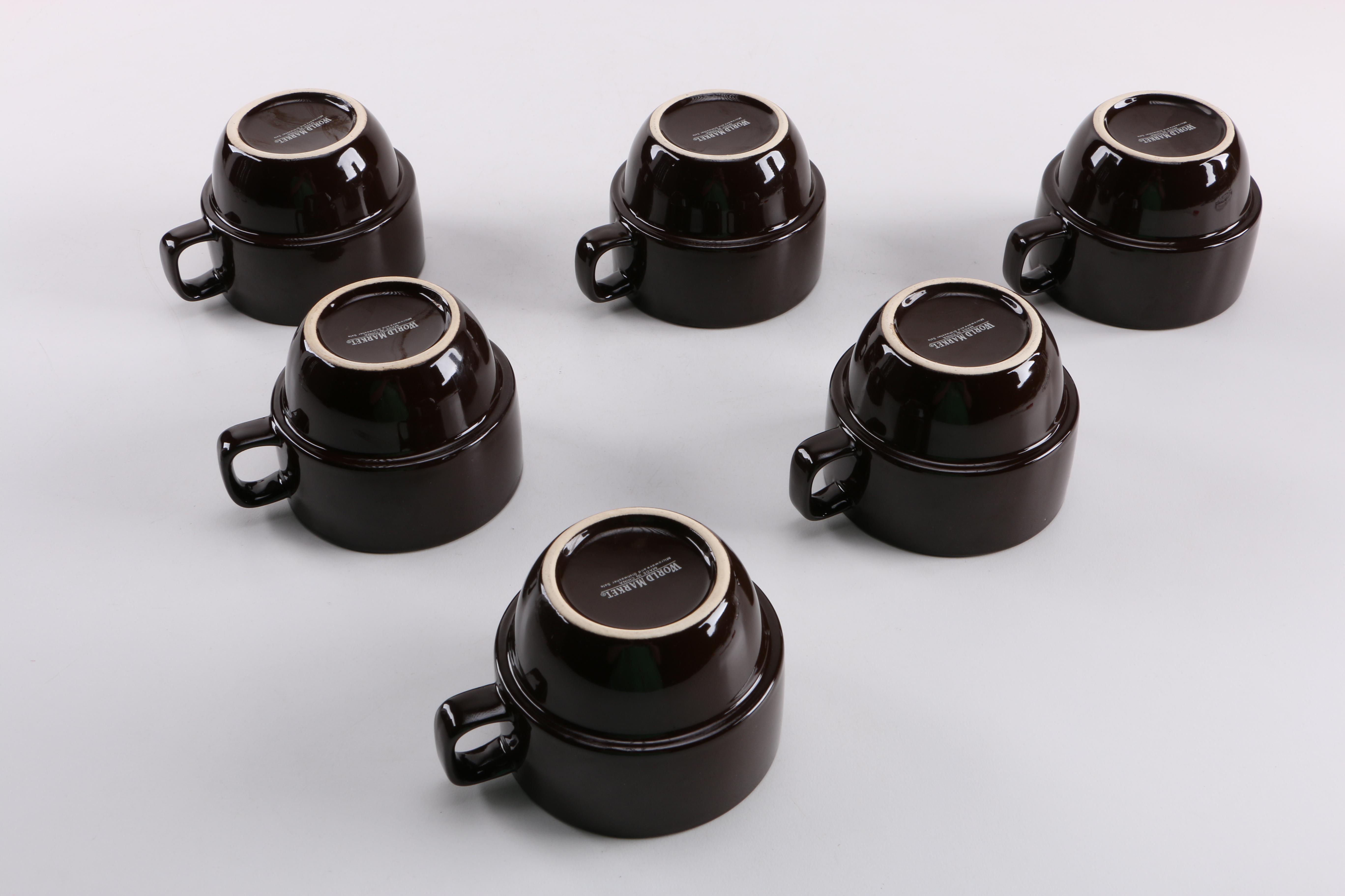 Ceramic Mugs and Saucer with Metal Racks