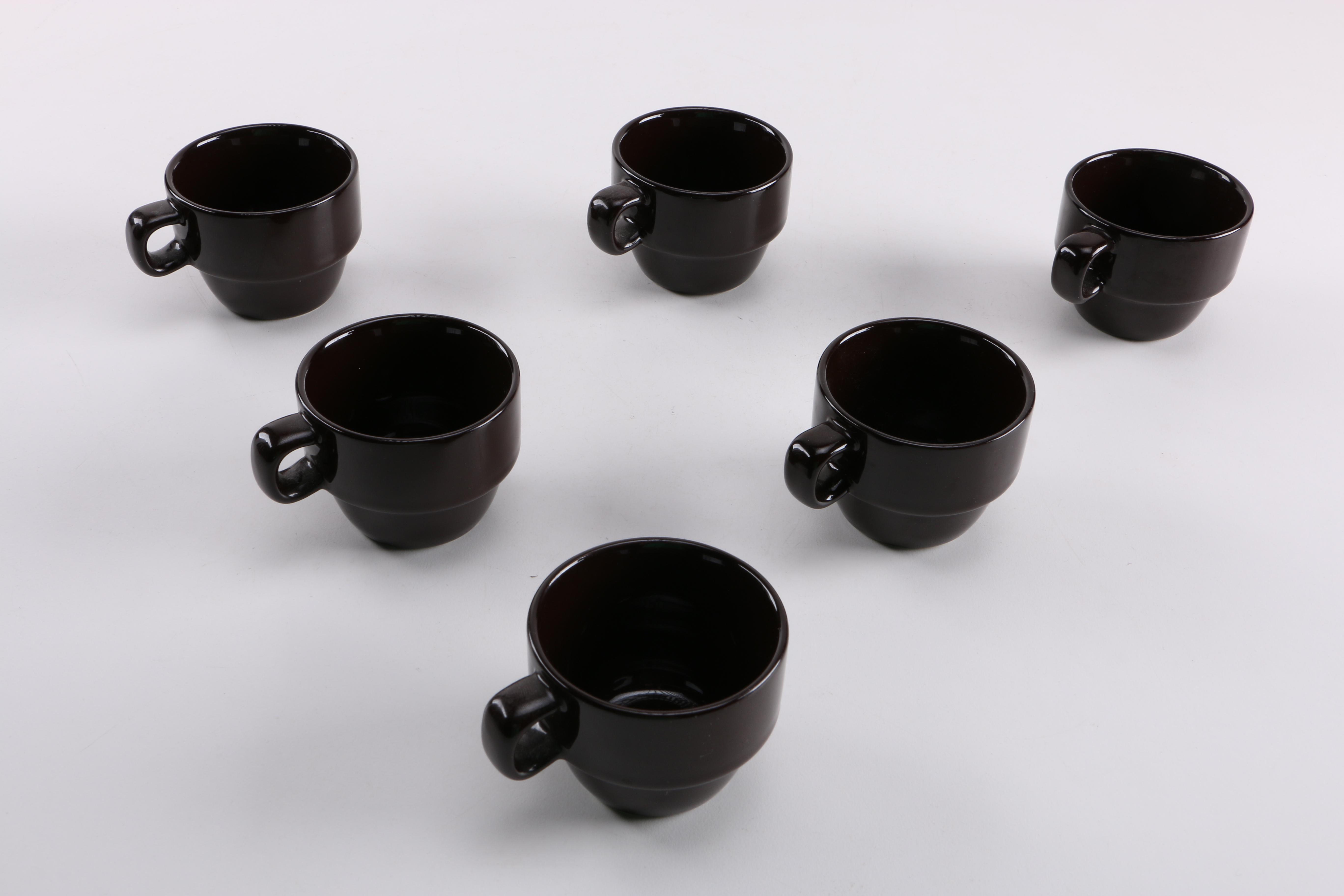 Ceramic Mugs and Saucer with Metal Racks