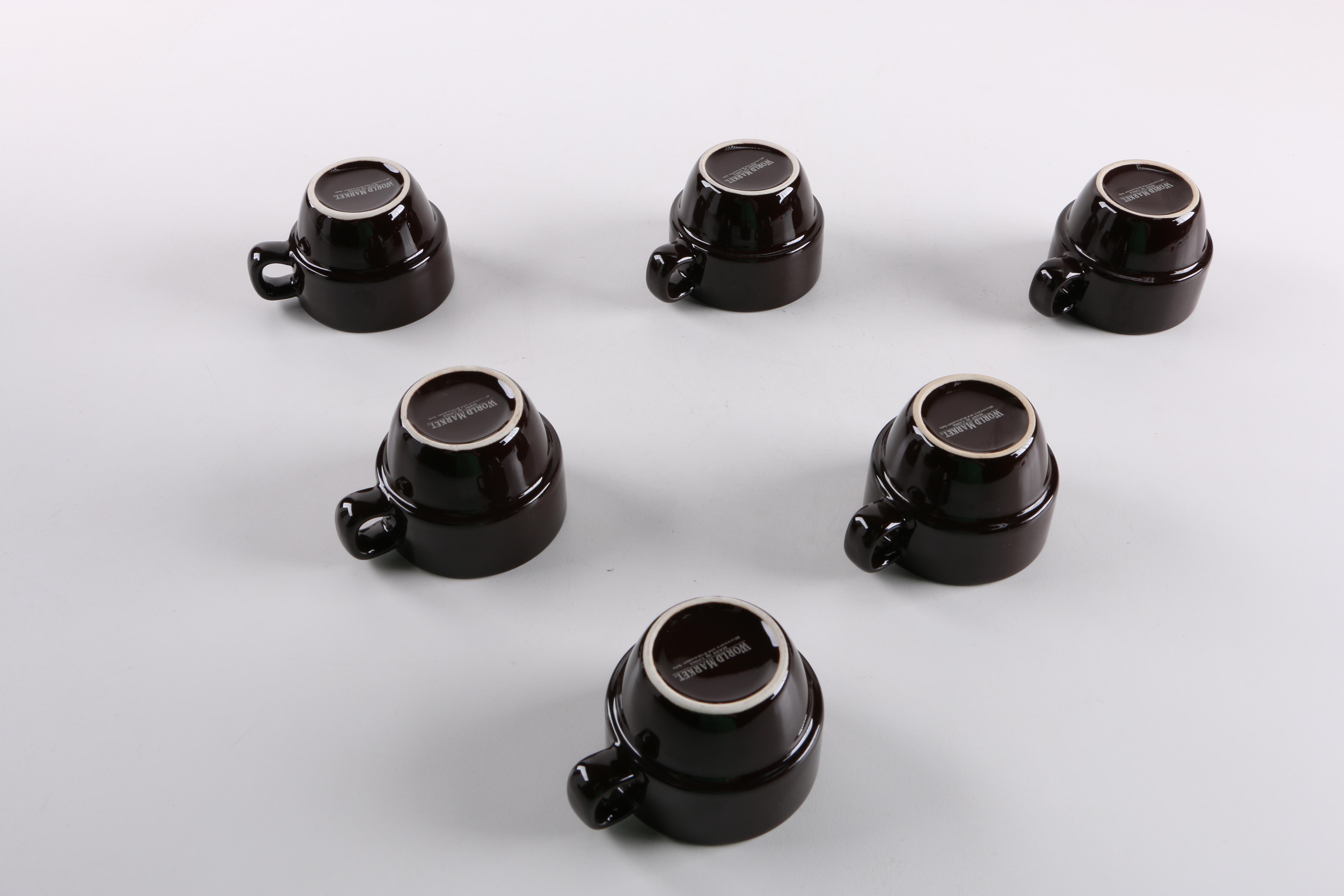 Ceramic Mugs and Saucer with Metal Racks