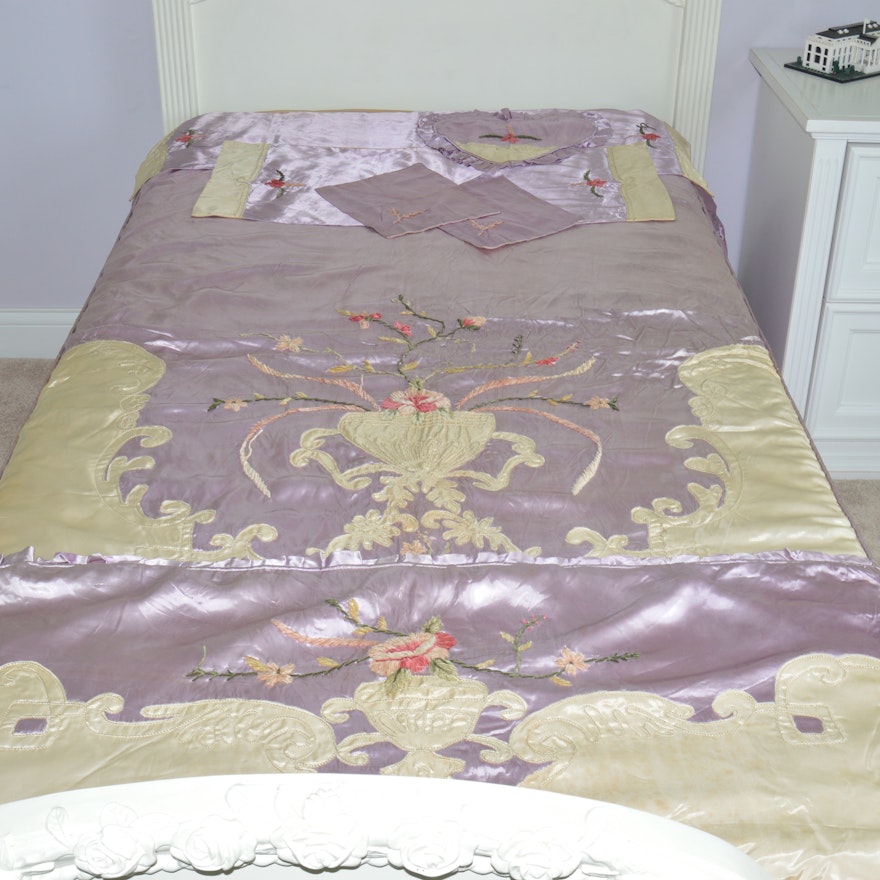Hand Sewn Twin Bedspread and Accessories