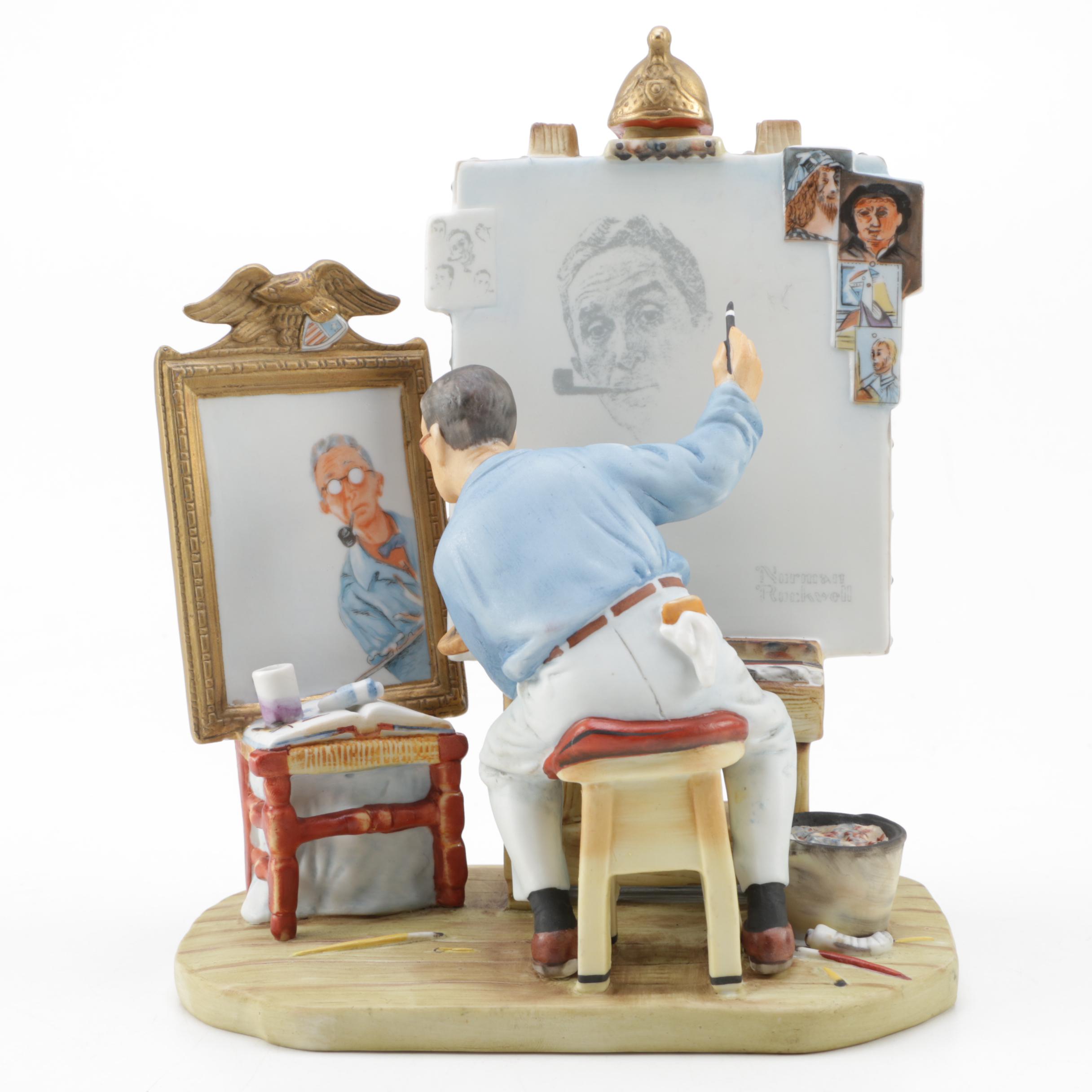 Gorham Porcelain Figurine Inspired by Norman Rockwell's "Self-Portrait"