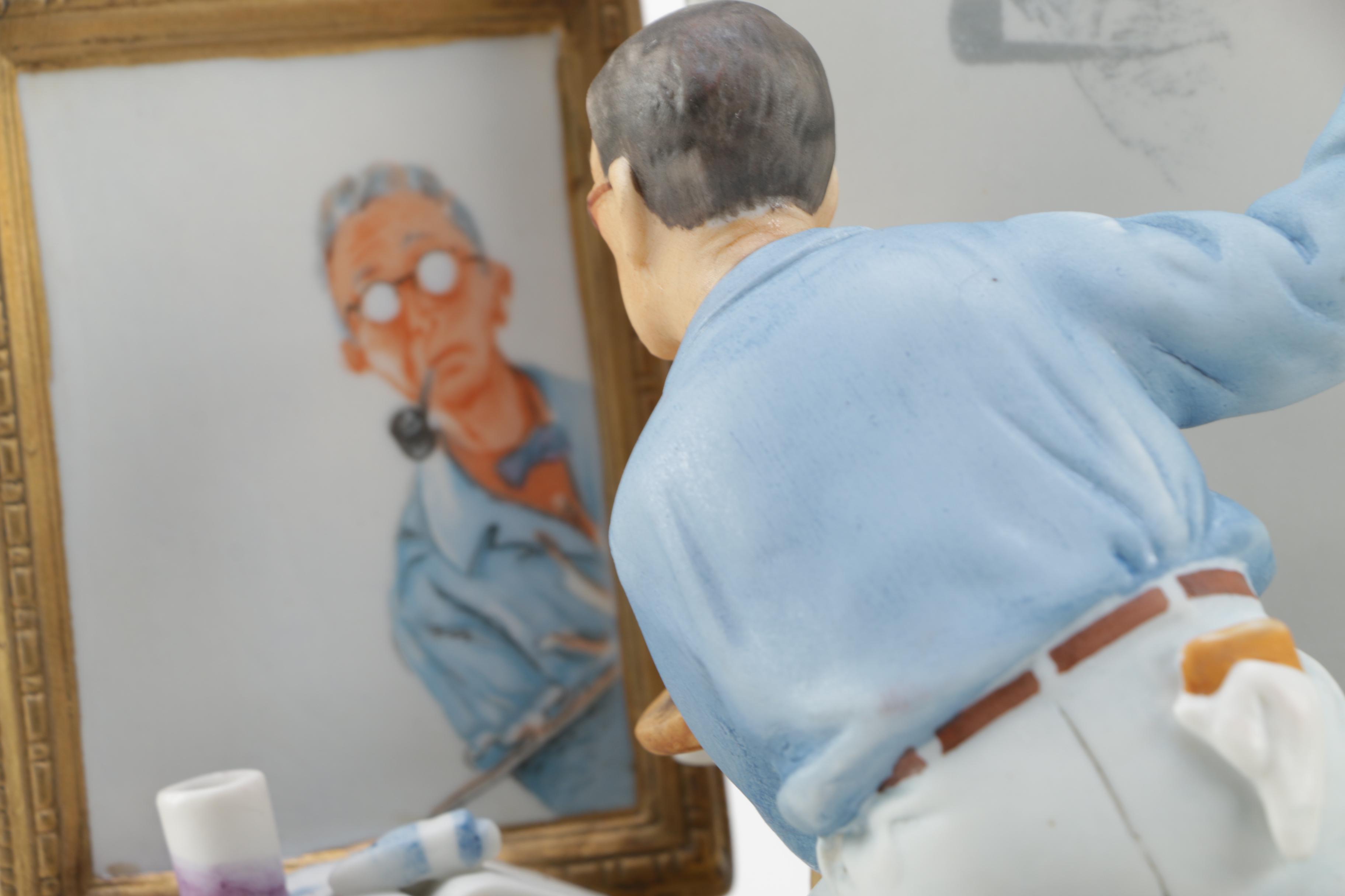 Gorham Porcelain Figurine Inspired by Norman Rockwell's "Self-Portrait"