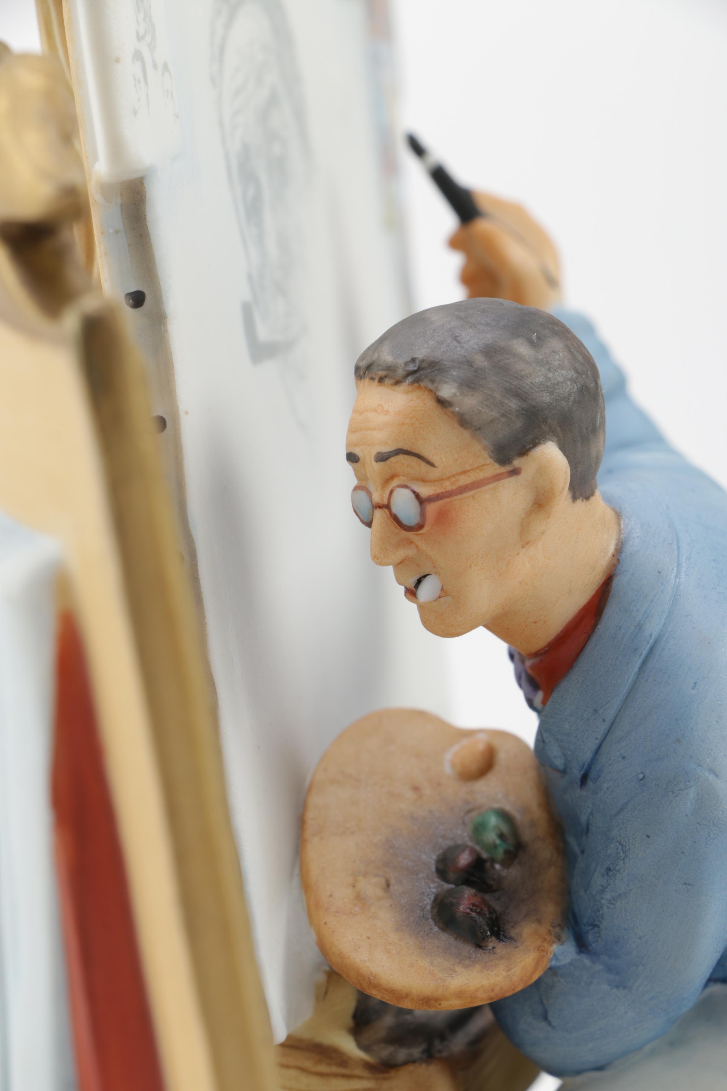 Gorham Porcelain Figurine Inspired by Norman Rockwell's "Self-Portrait"