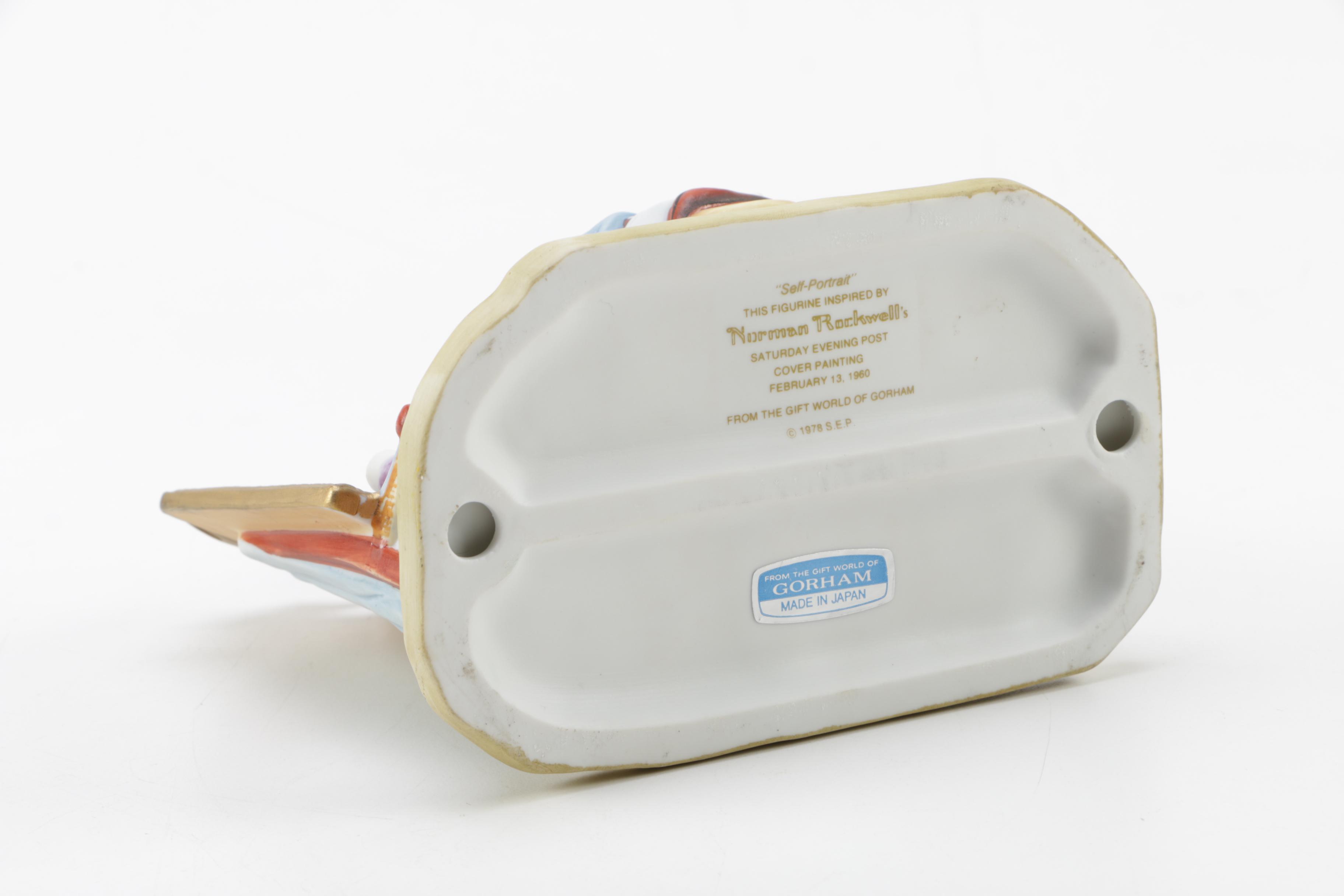 Gorham Porcelain Figurine Inspired by Norman Rockwell's "Self-Portrait"