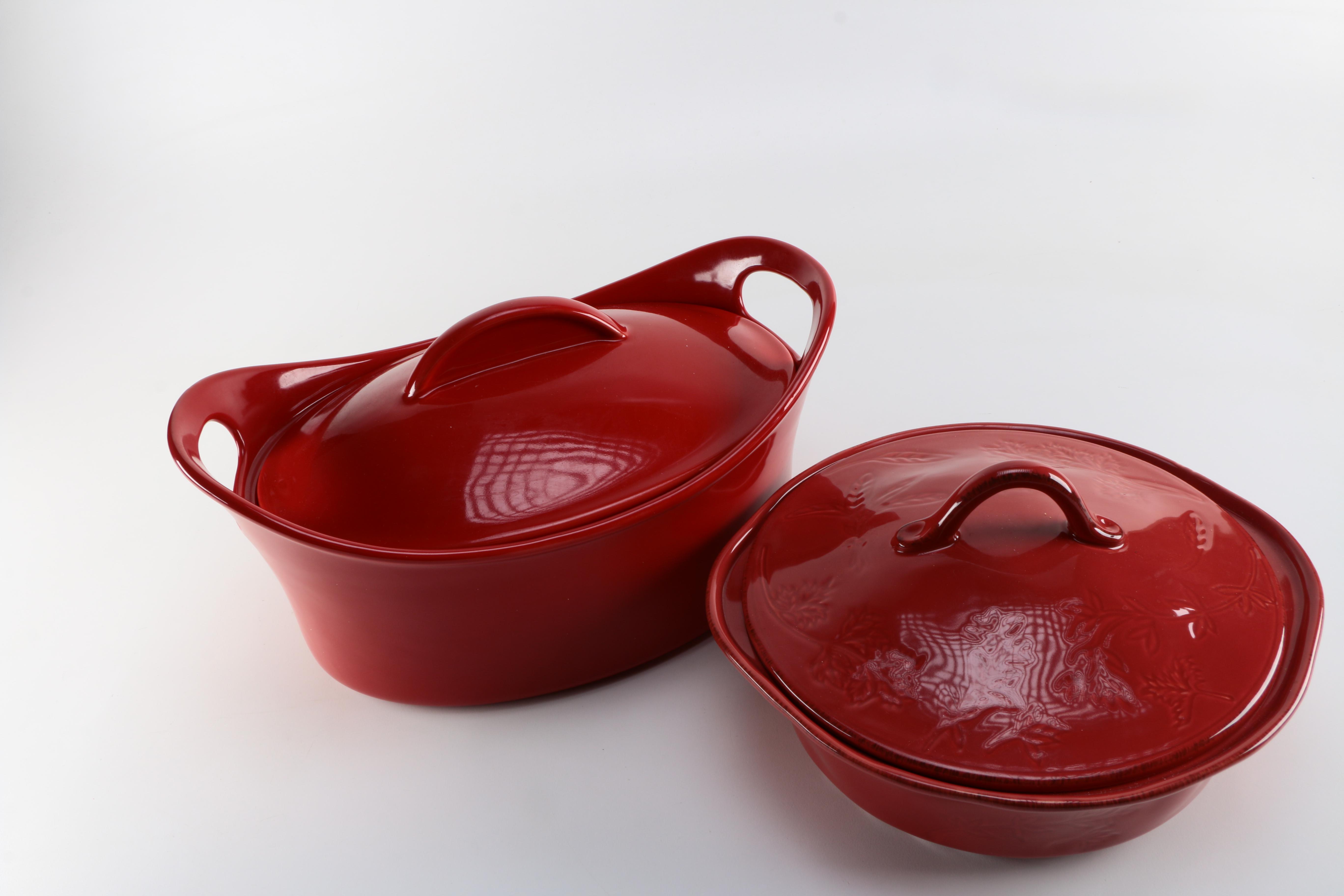 Rachel Ray Red Stoneware Serving Dishes
