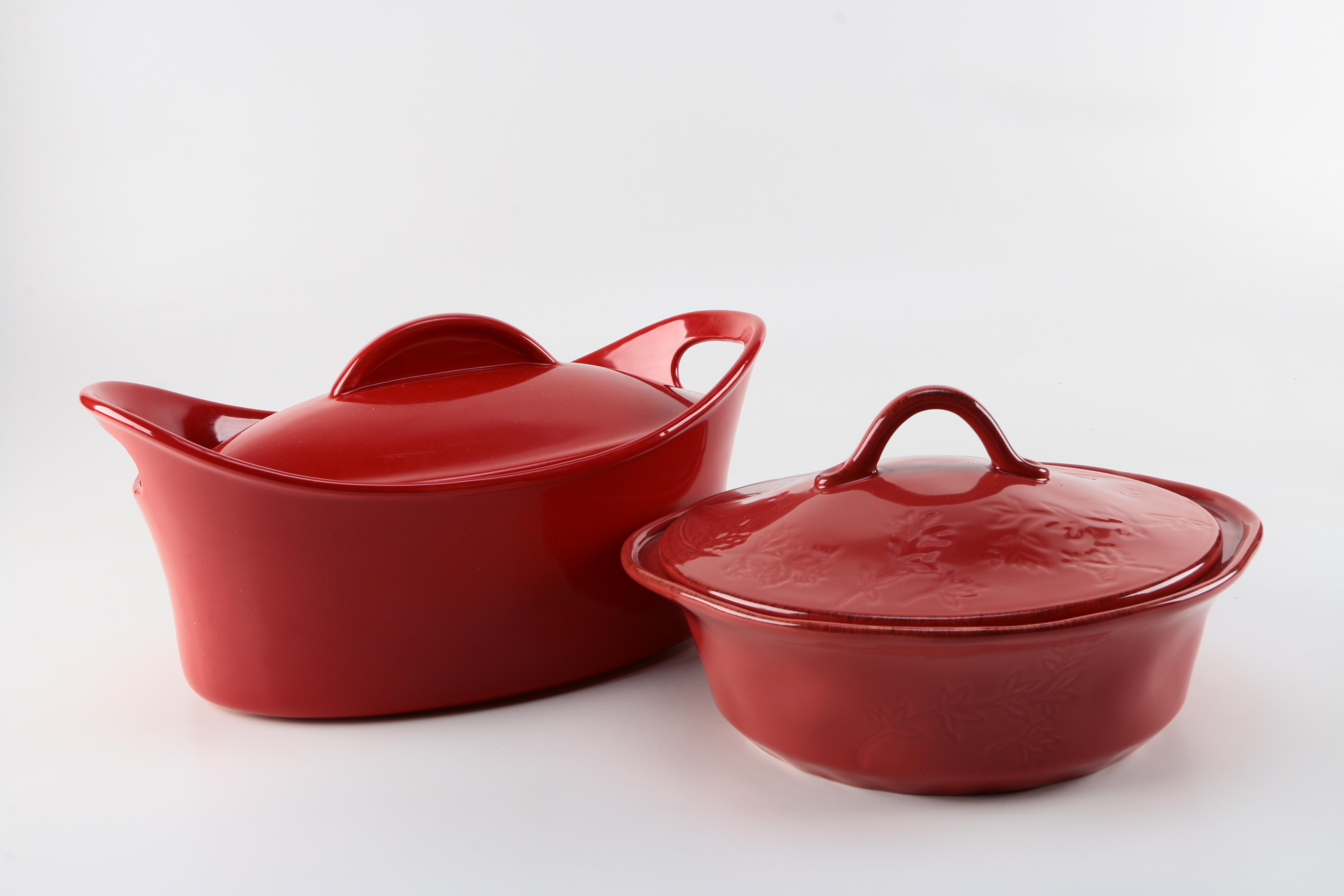 Rachel Ray Red Stoneware Serving Dishes