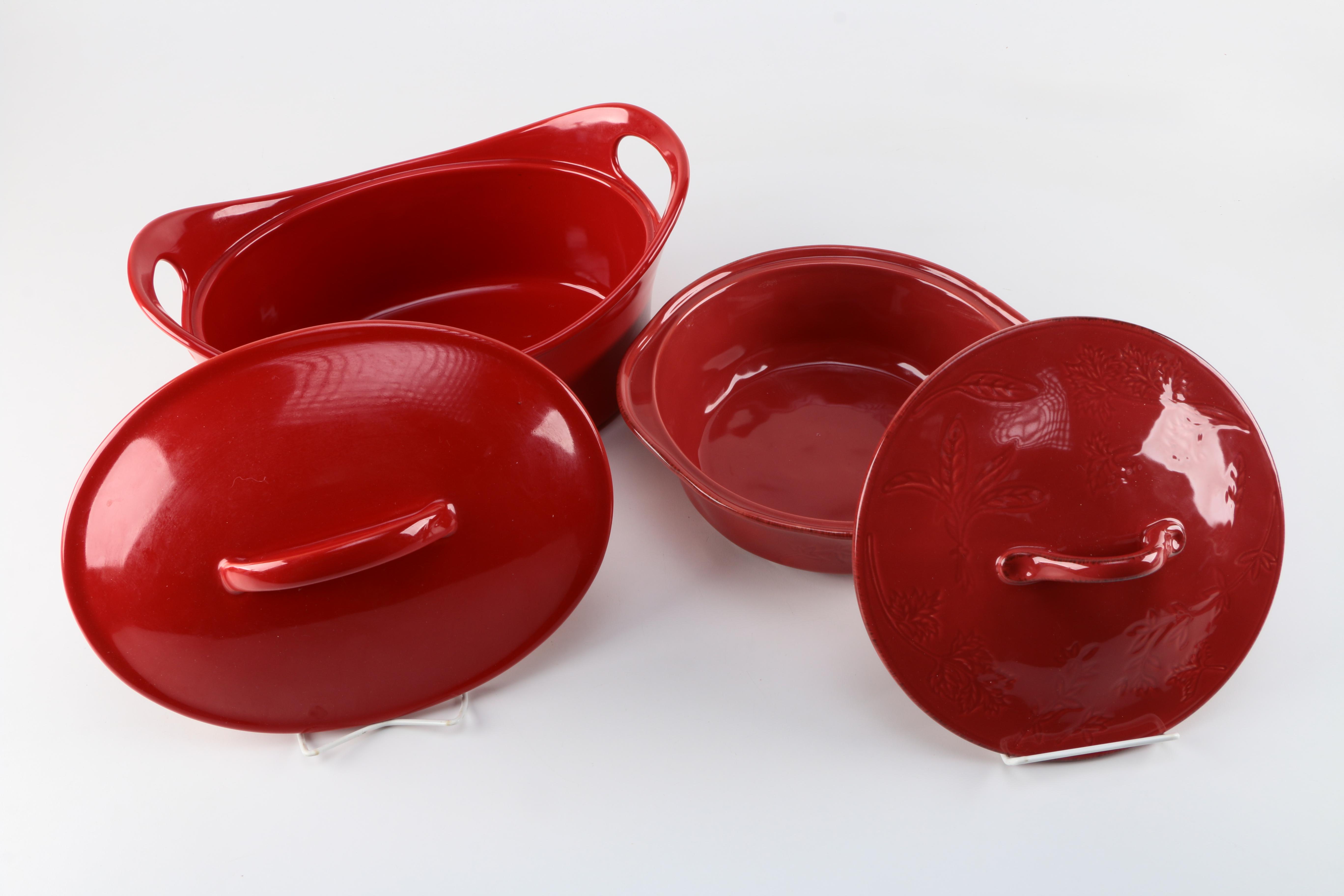 Rachel Ray Red Stoneware Serving Dishes