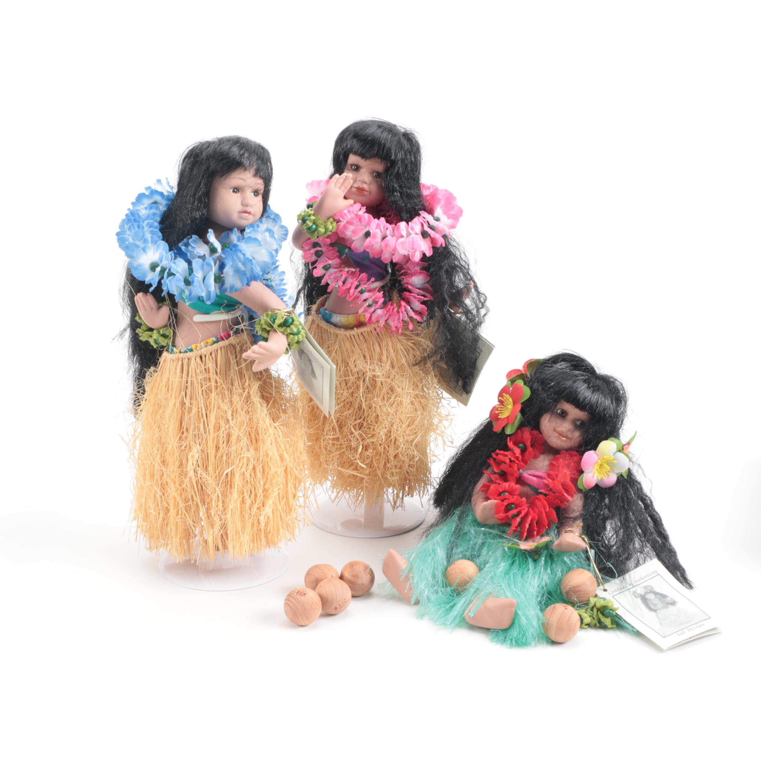 Milestone Hula Dancer Porcelain Dolls