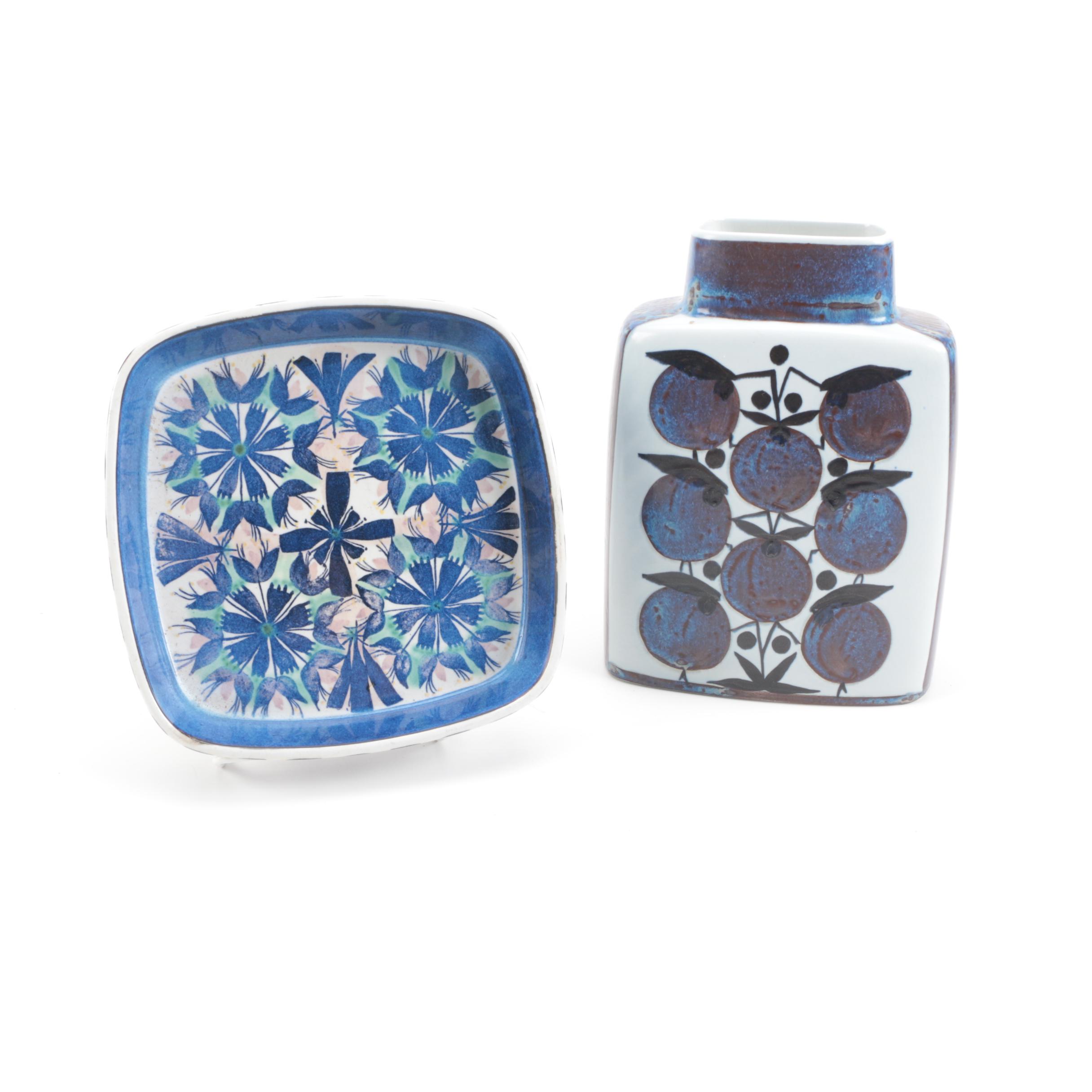 Pair of Danish Royal Copenhagen Fajance Pottery Pieces