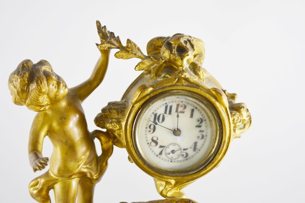Antique Ansonia Gold Spelter Figural Clock