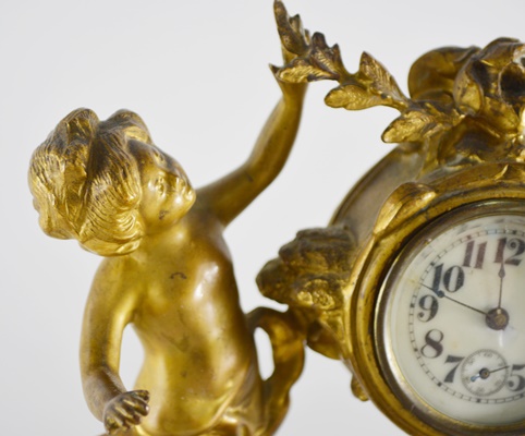 Antique Ansonia Gold Spelter Figural Clock