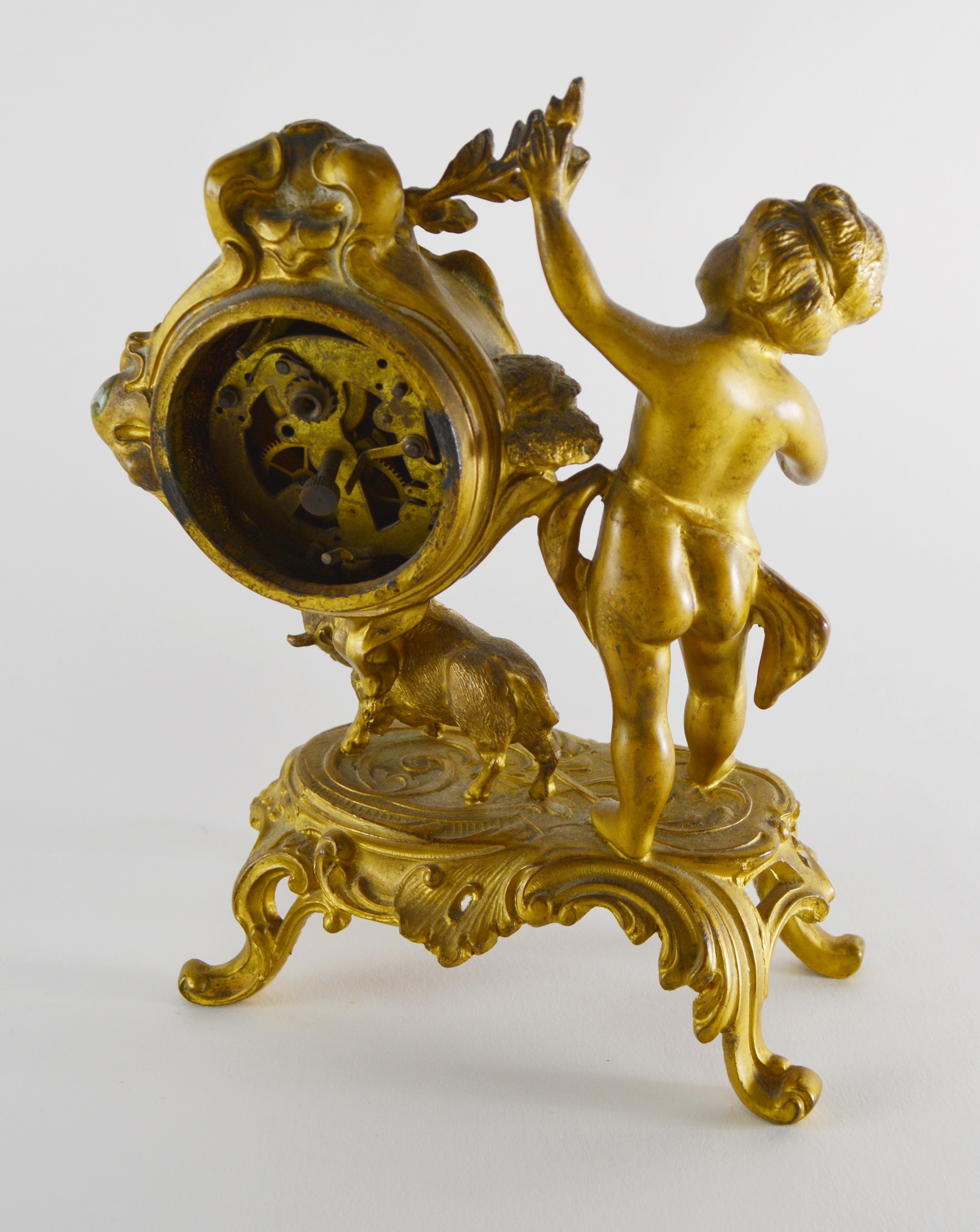 Antique Ansonia Gold Spelter Figural Clock