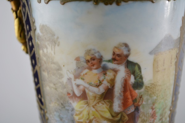 Antique French Sèvres Style Ormolu-Mounted Lidded Urns/Vases