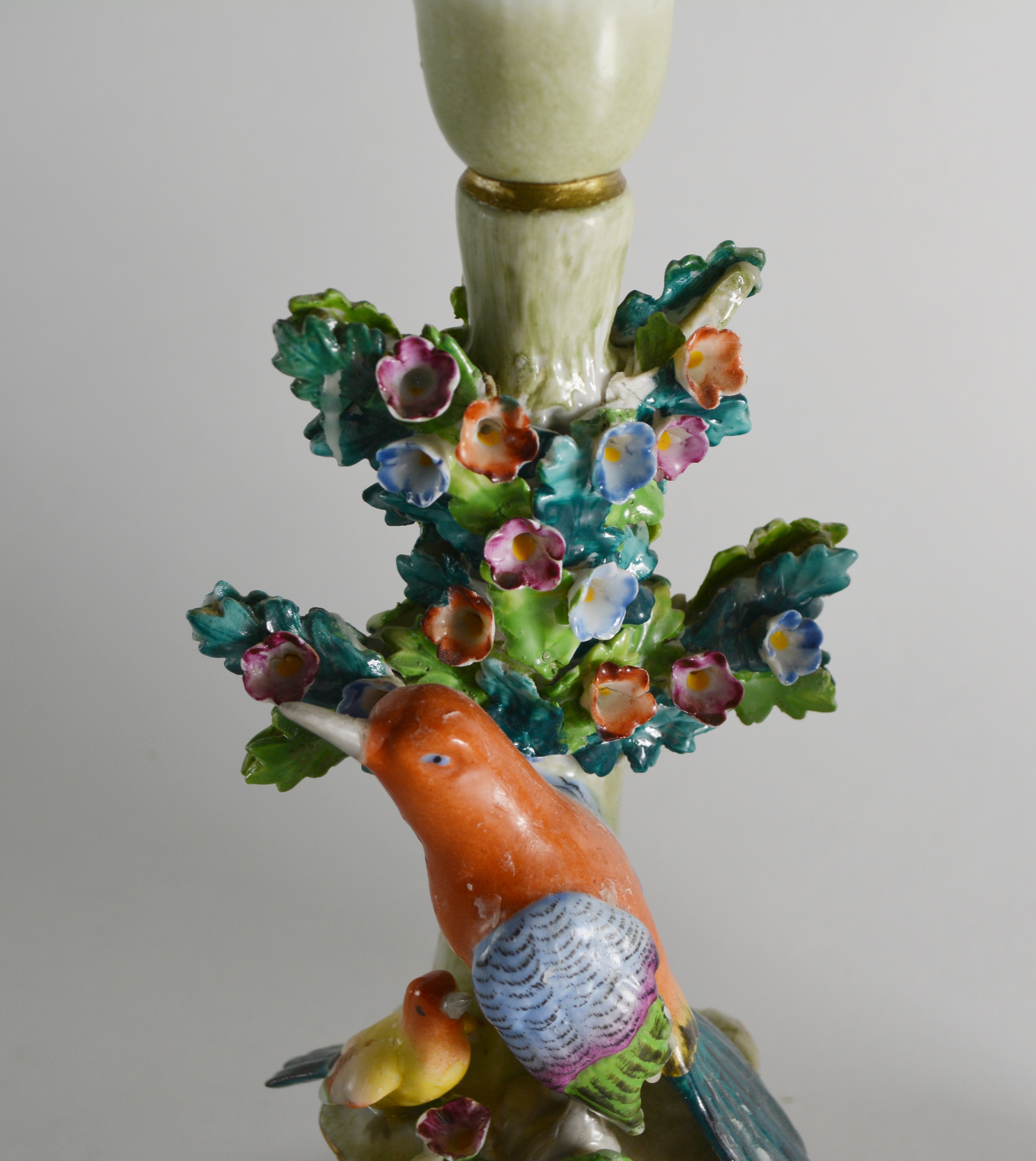 Vintage Sitzendorf Porcelain Bird Candlesticks