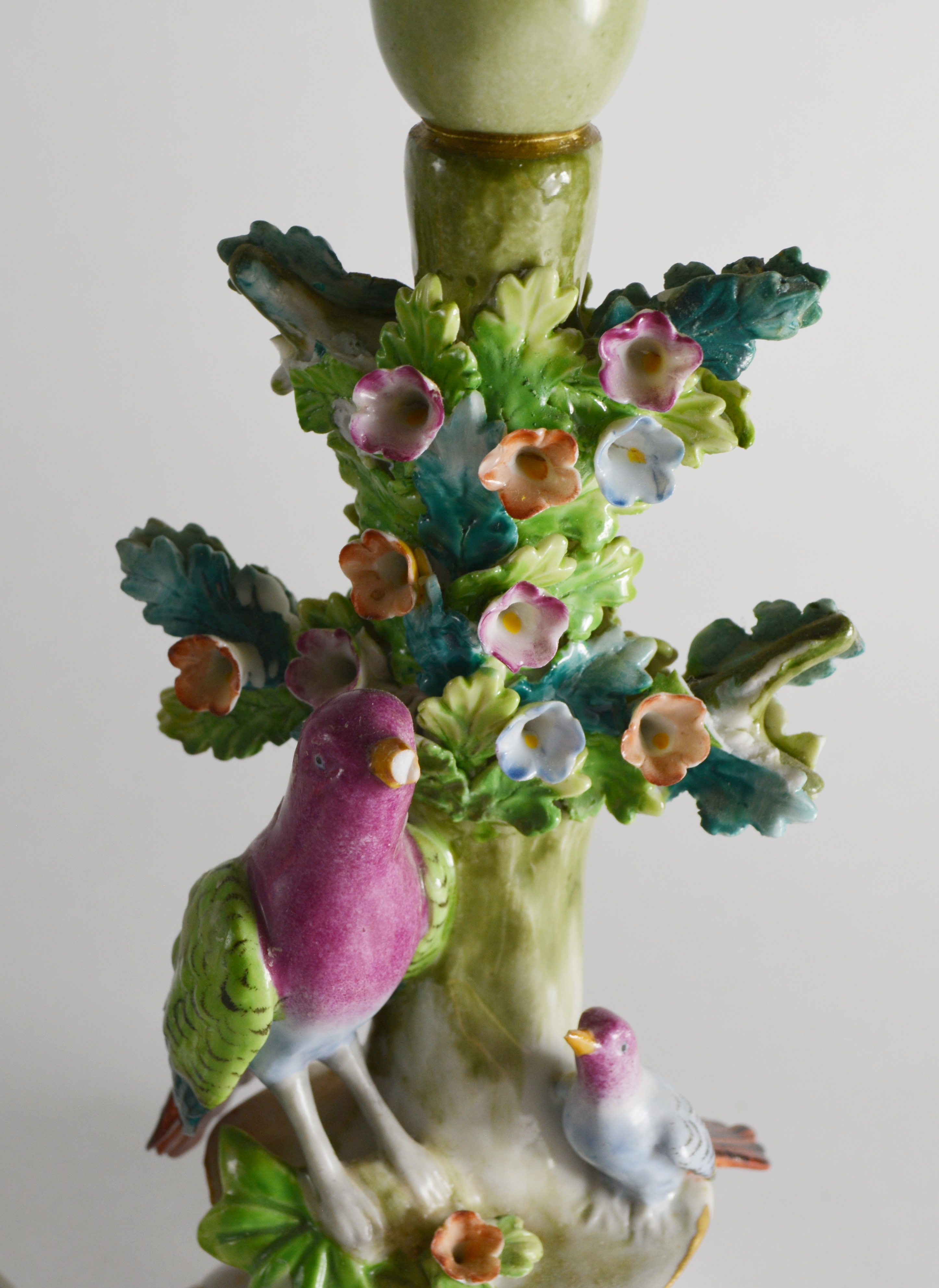 Vintage Sitzendorf Porcelain Bird Candlesticks