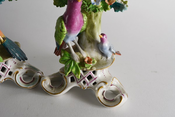 Vintage Sitzendorf Porcelain Bird Candlesticks